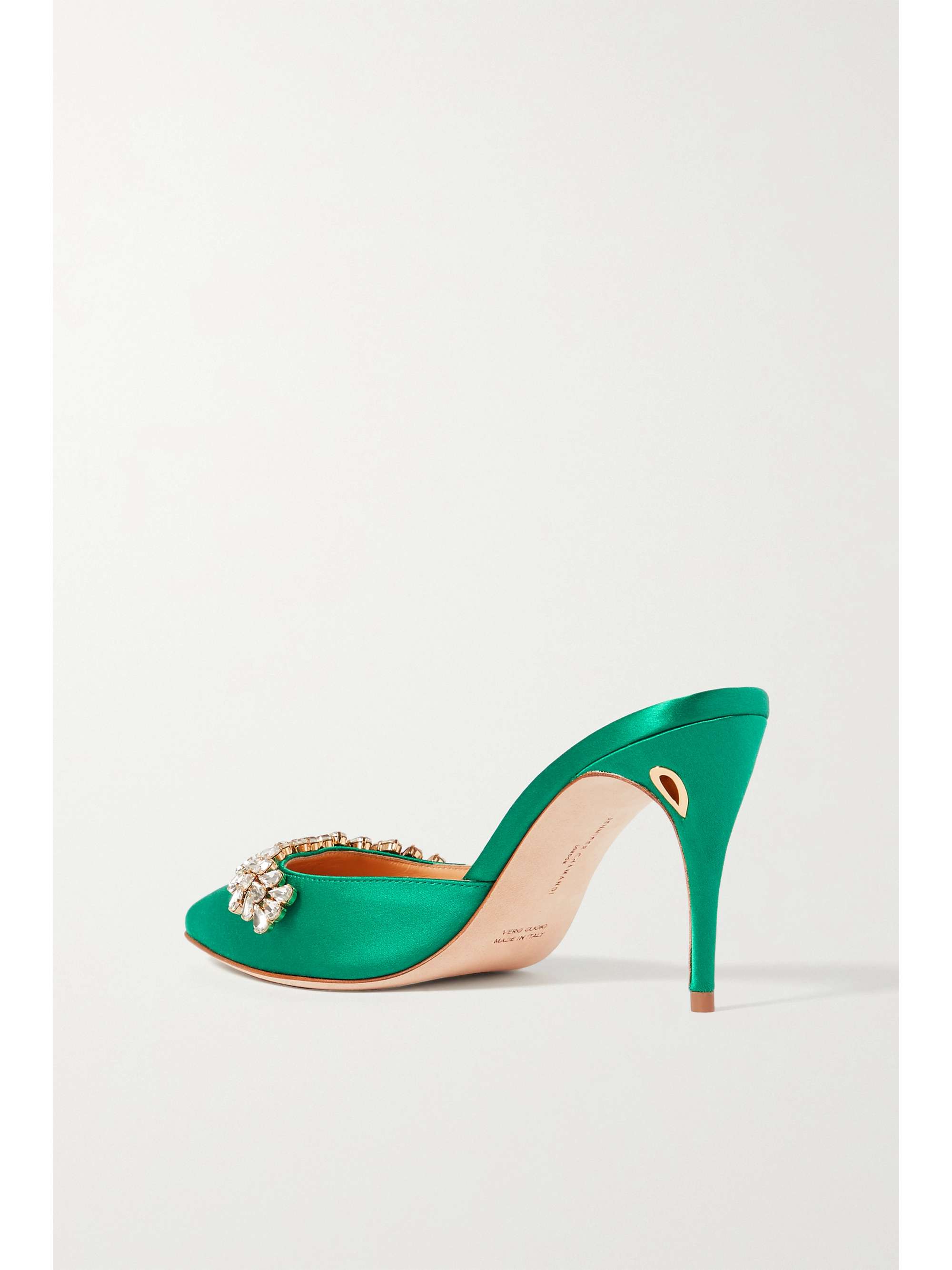 JENNIFER CHAMANDI Giuseppe 85 crystal-embellished satin mules