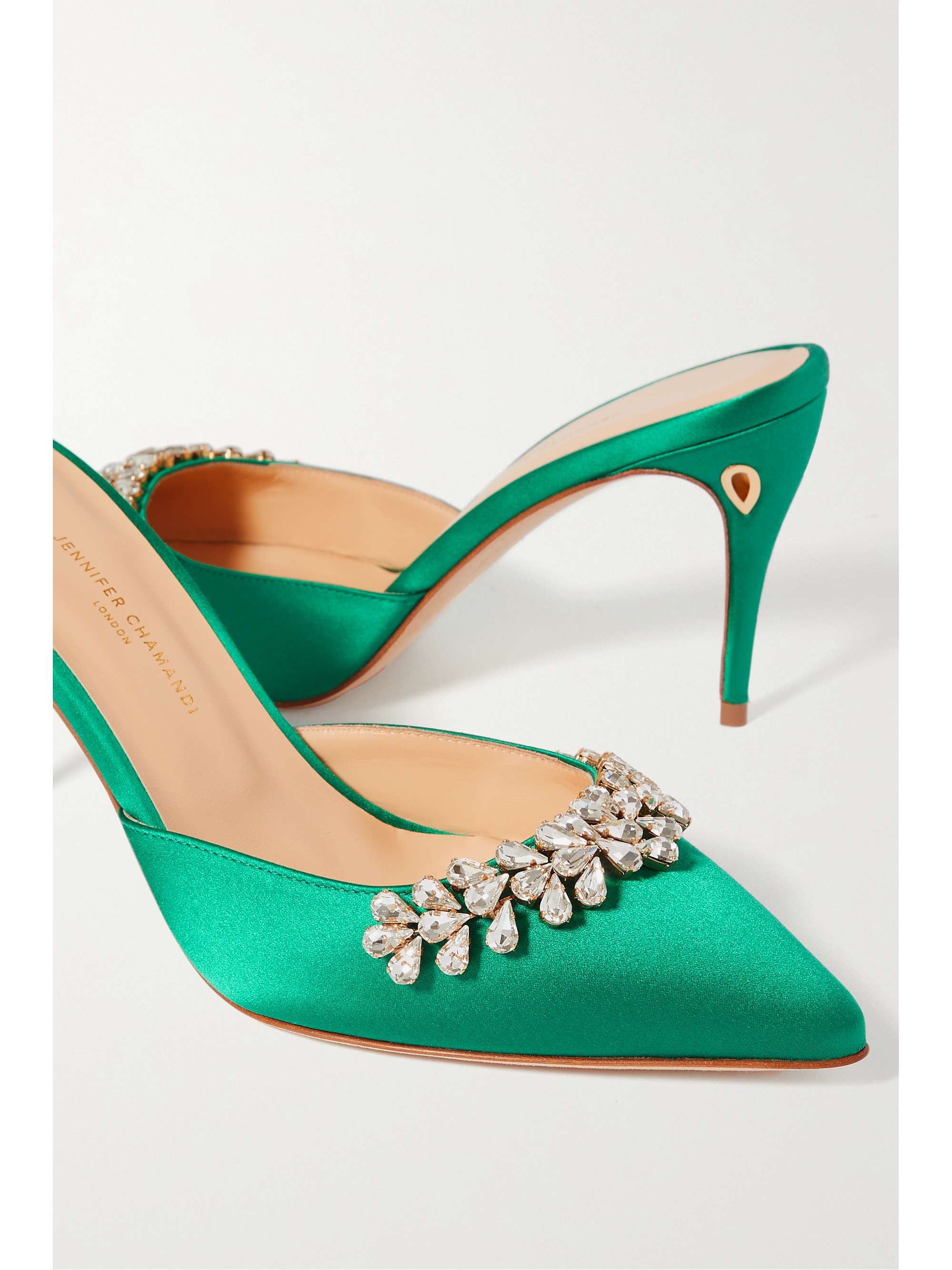 JENNIFER CHAMANDI Giuseppe 85 crystal-embellished satin mules