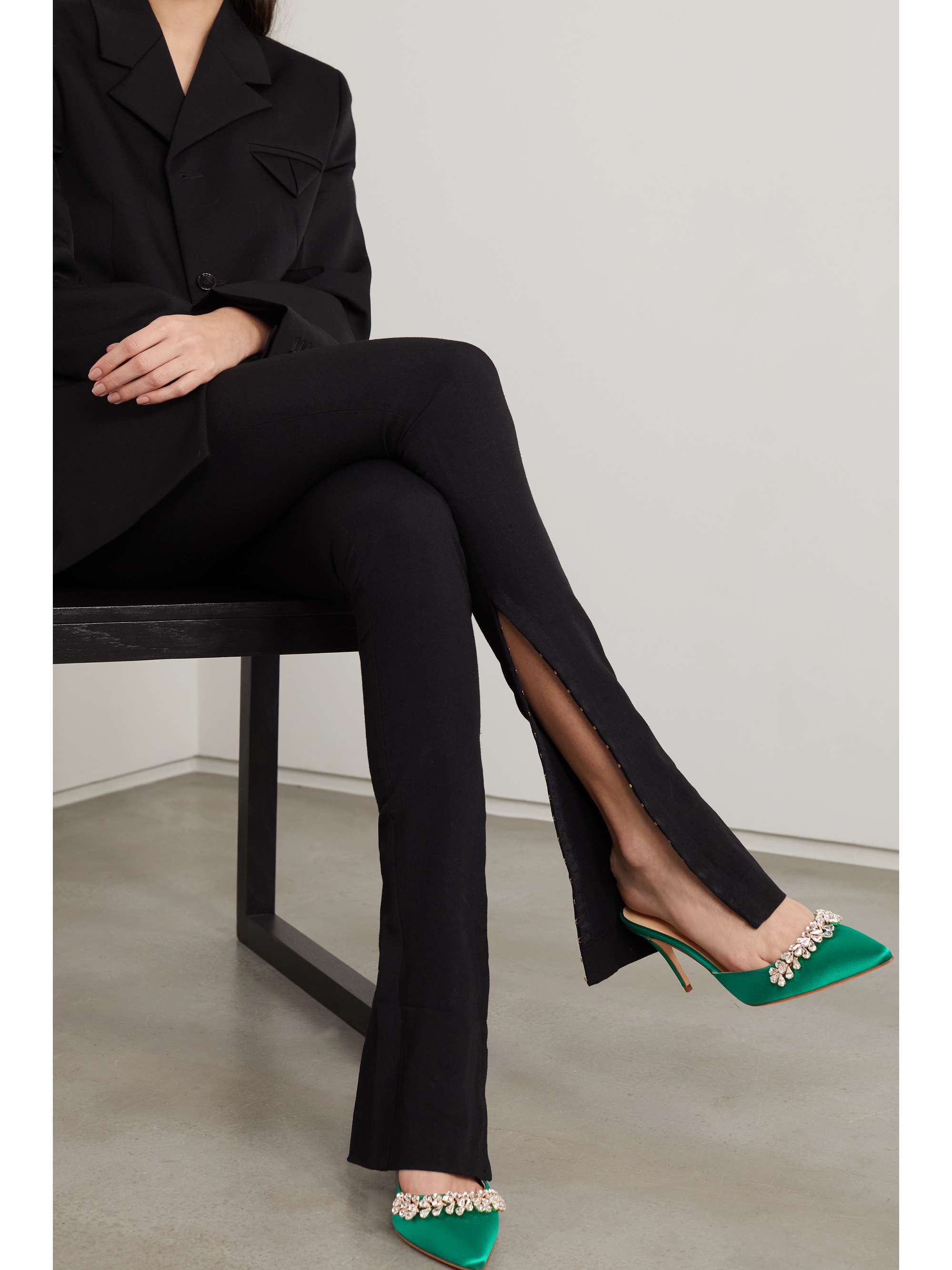 JENNIFER CHAMANDI Giuseppe 85 crystal-embellished satin mules