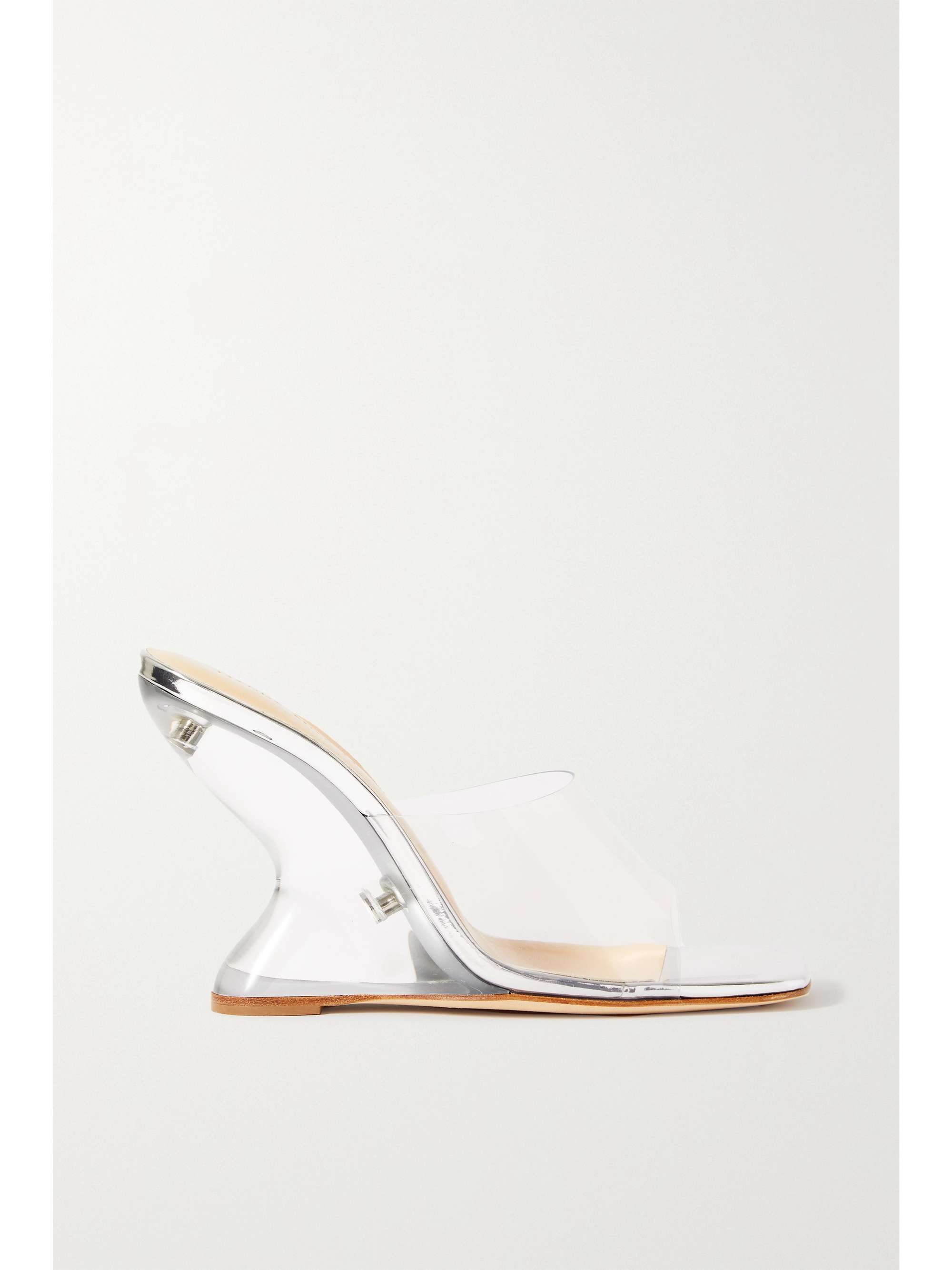 Silver PVC and metallic leather wedge 
