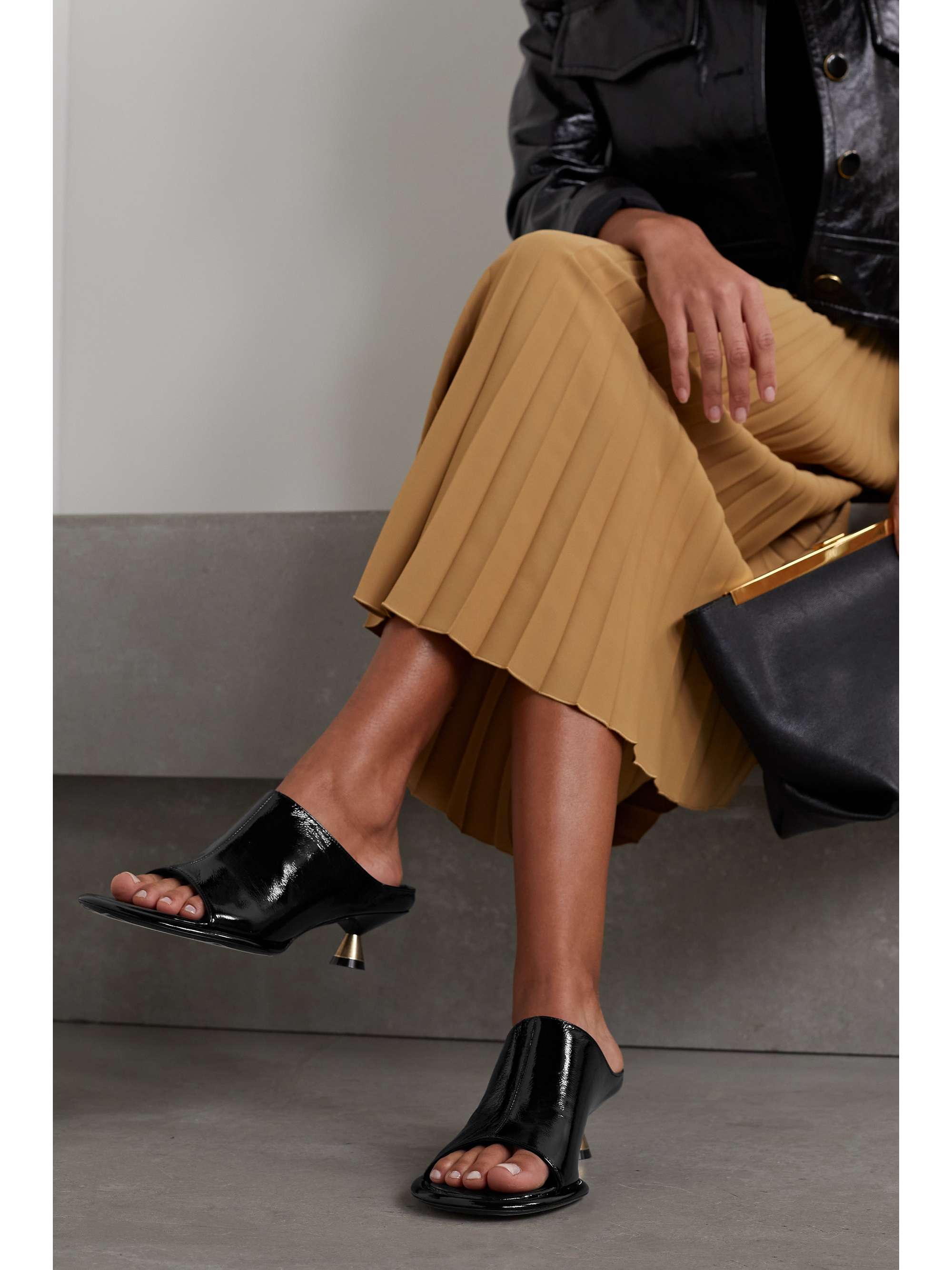 KHAITE Watts patent-leather mules | NET-A-PORTER