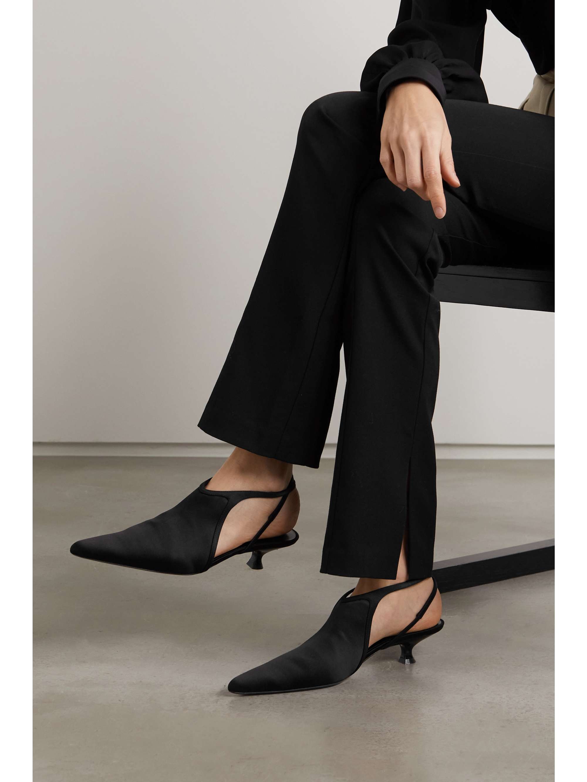 KHAITE Lafayette satin slingback pumps