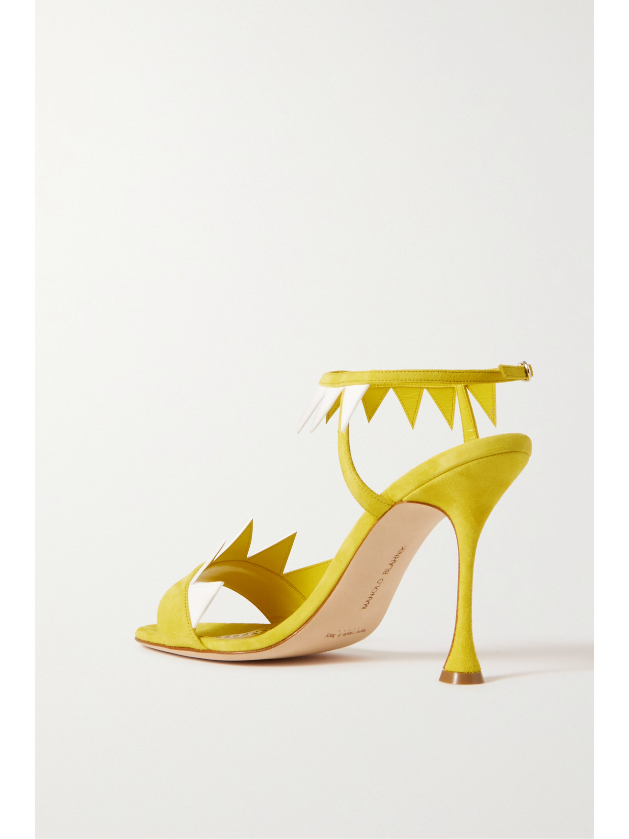 Shop Manolo Blahnik Artaserse 105 Leather-trimmed Suede Sandals In Yellow