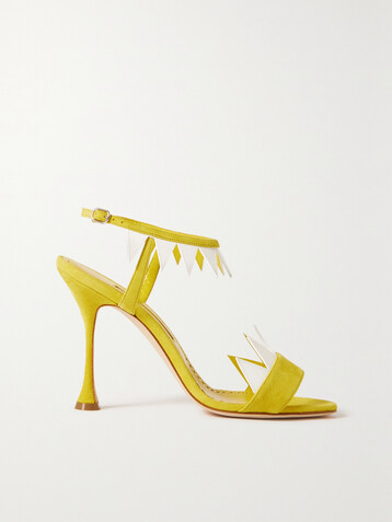 MANOLO BLAHNIK Artaserse 105 leather-trimmed suede sandals