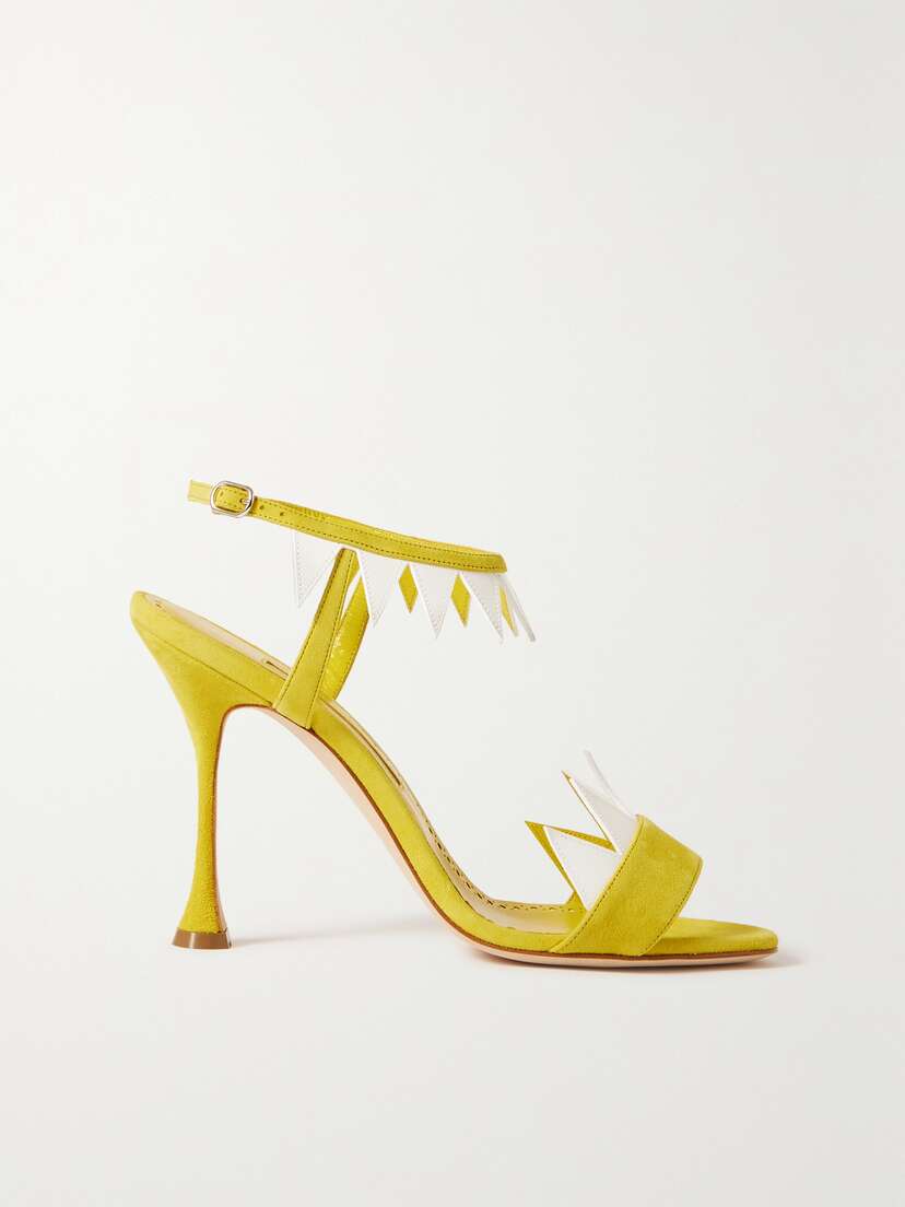 Manolo Blahnik Artaserse 105 Leather-trimmed Suede Sandals