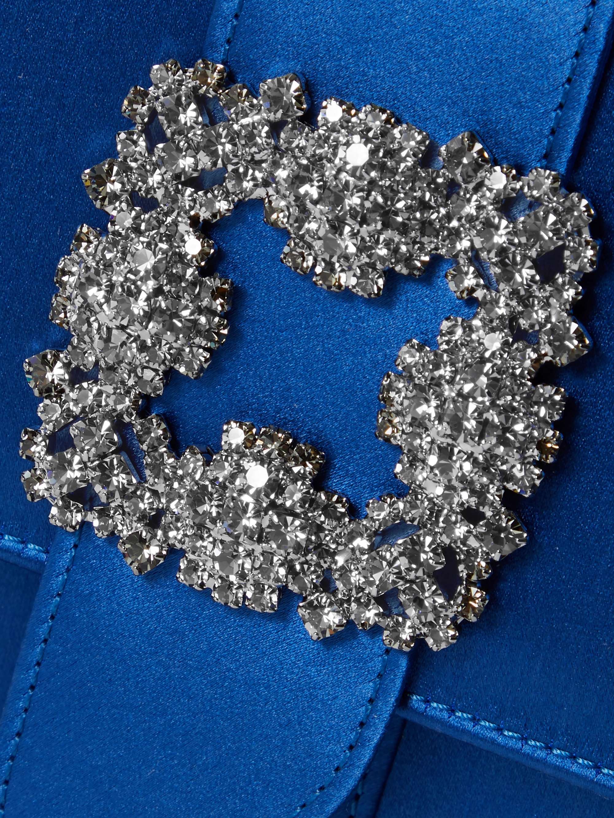 MANOLO BLAHNIK Capri Clutch aus Samt mit Satinbesatz und Kristallen