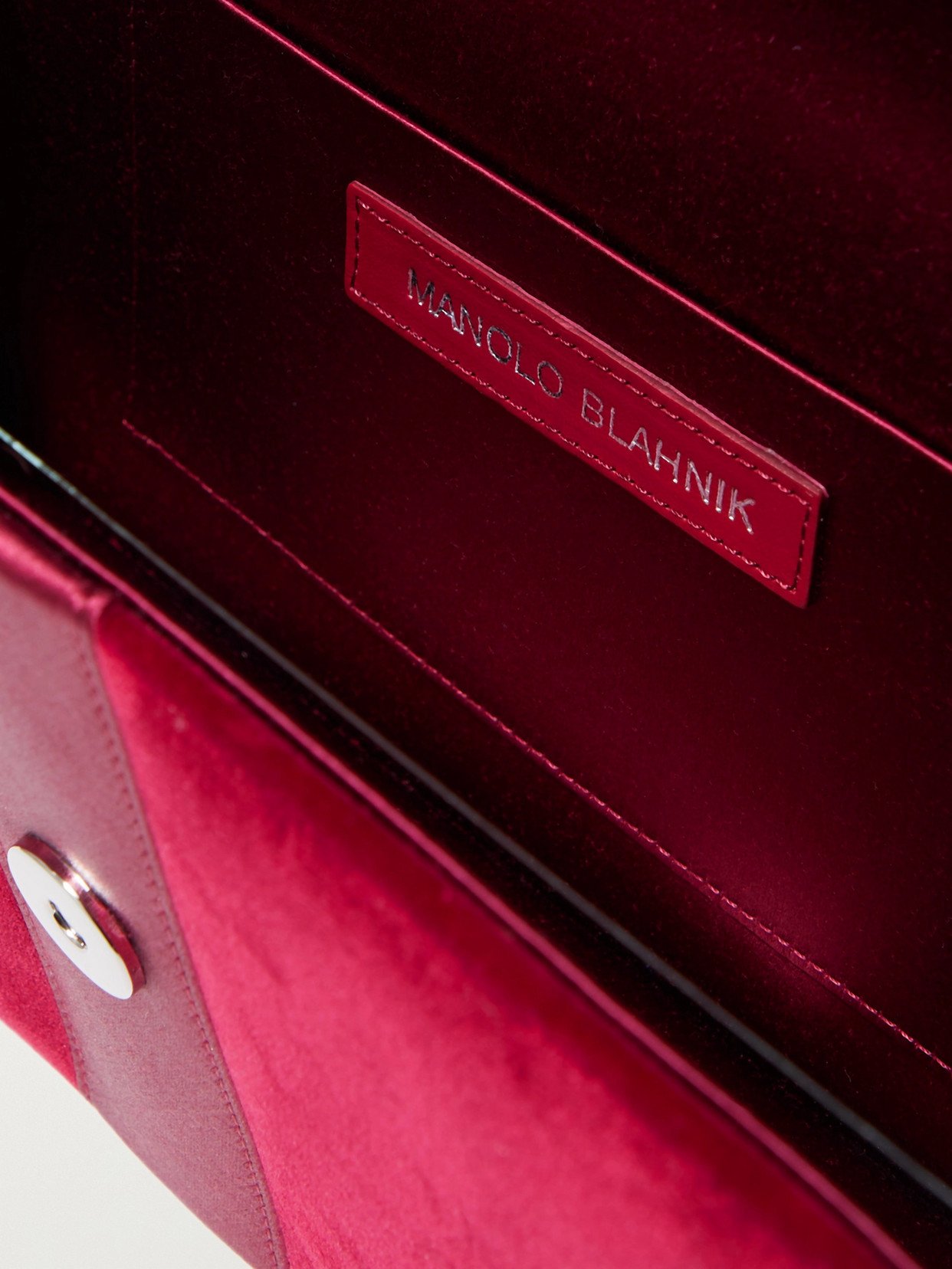 Manolo Blahnik Capri Crystal-embellished Satin-trimmed Velvet Clutch In Burgundy