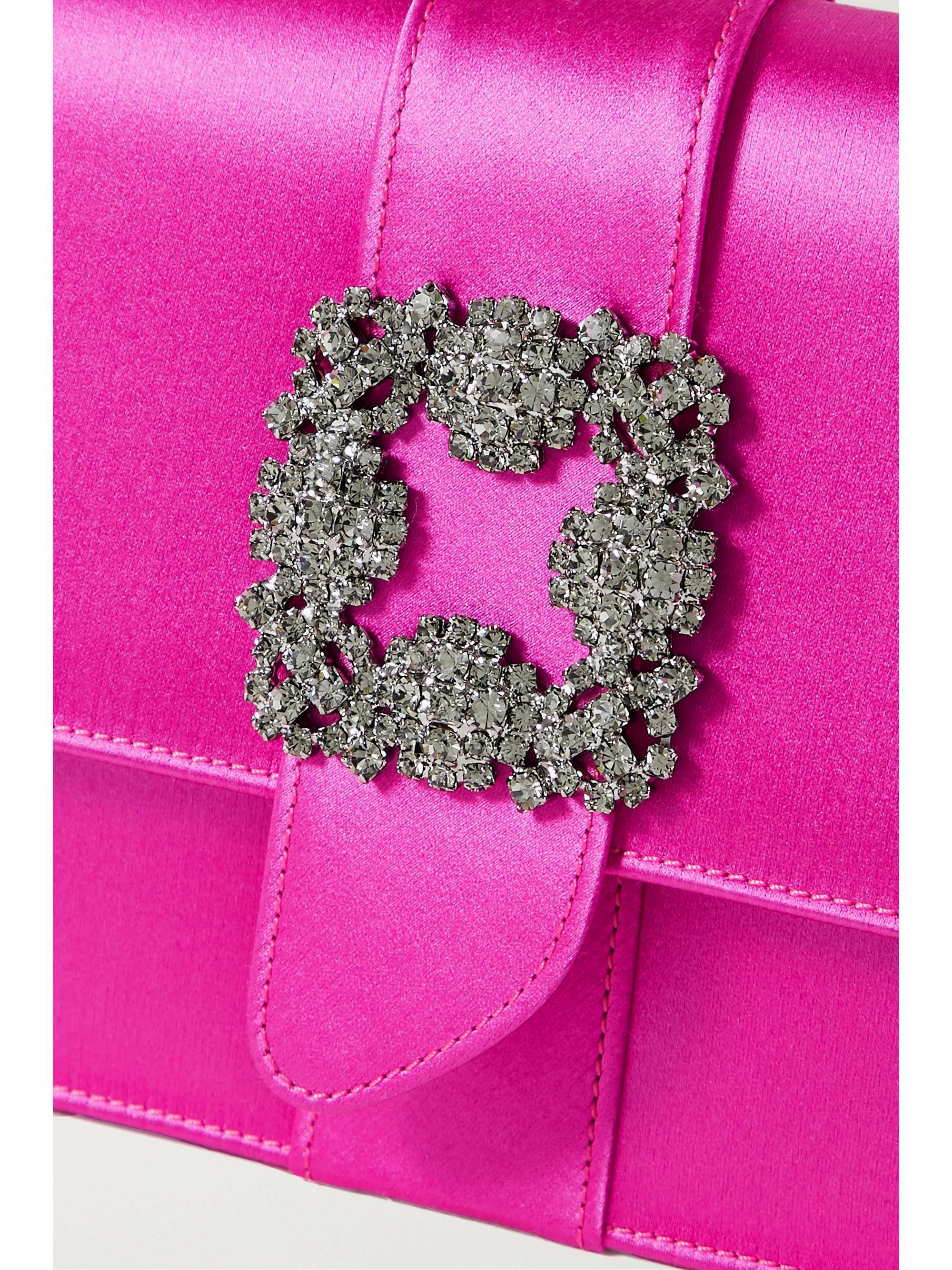 MANOLO BLAHNIK Capri crystal-embellished satin clutch