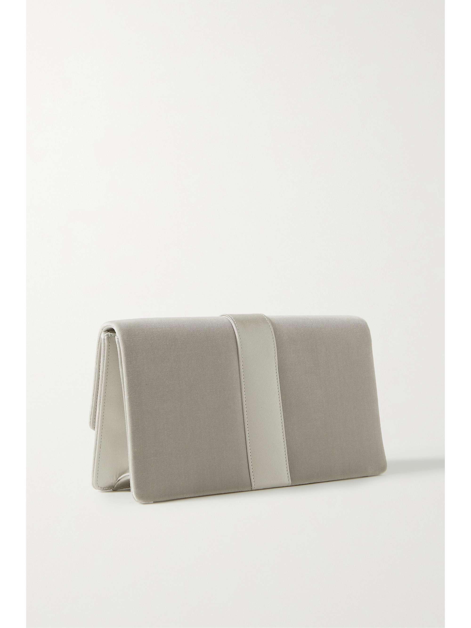 MANOLO BLAHNIK Capri crystal-embellished satin-trimmed velvet clutch