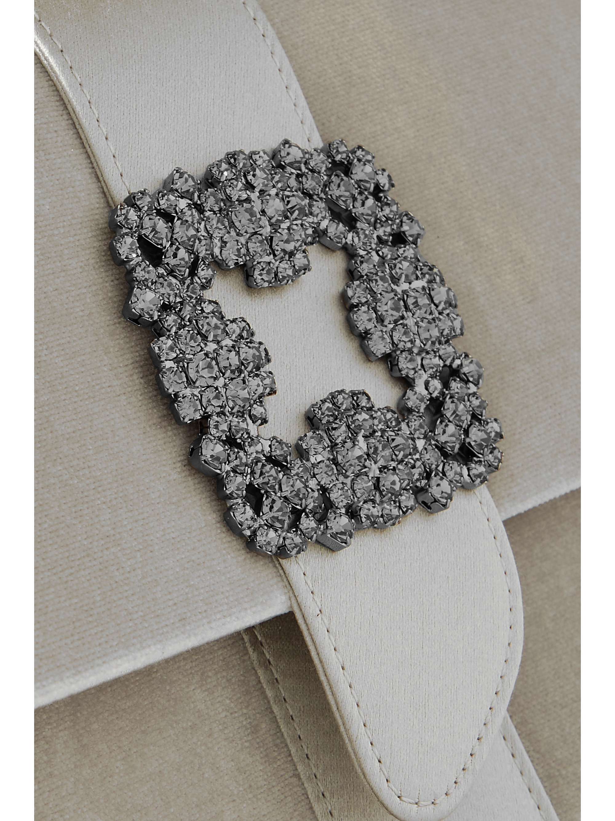 MANOLO BLAHNIK Capri crystal-embellished satin-trimmed velvet clutch