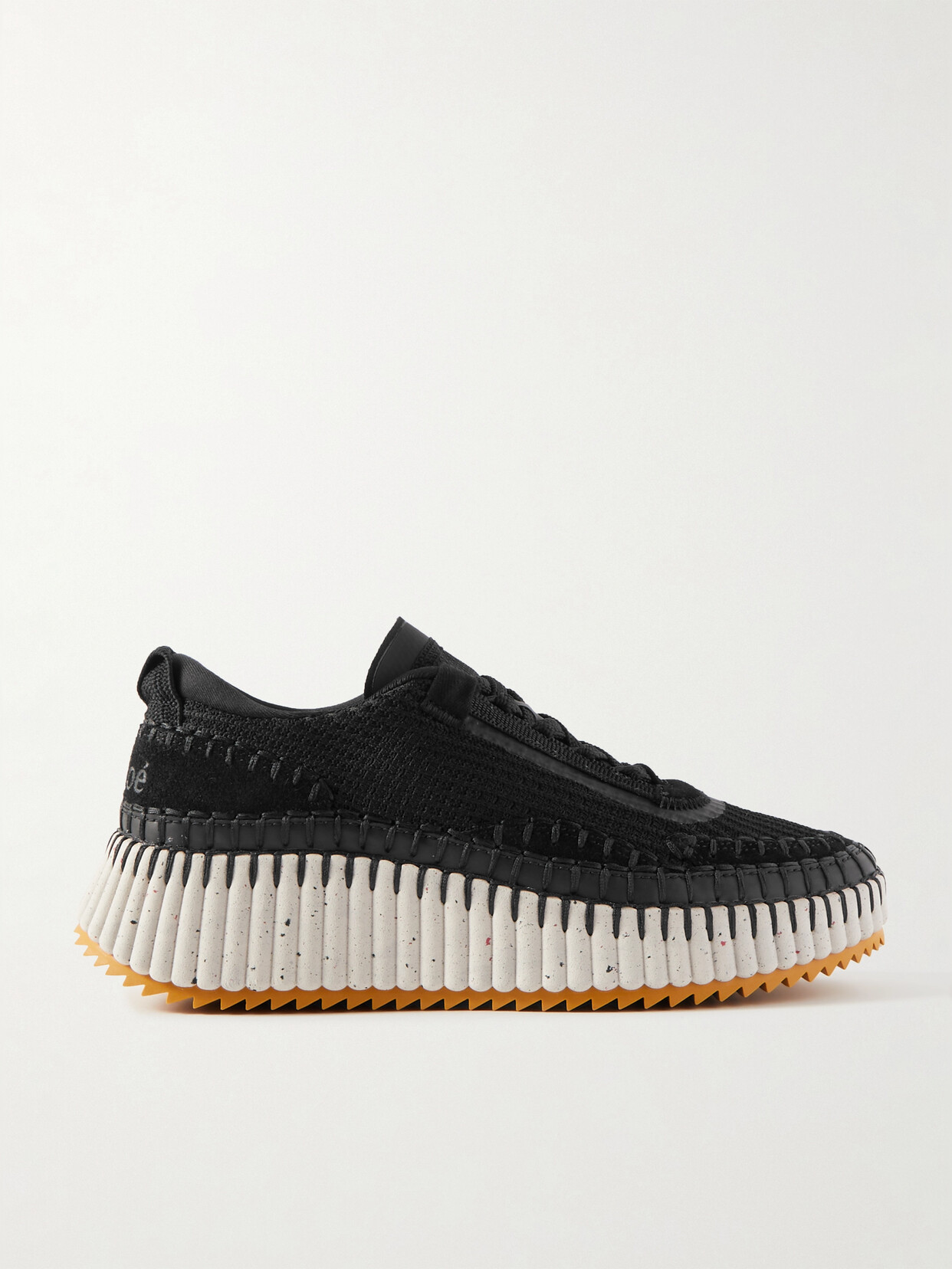 Chloé Nama Embroidered Suede And Recycled-mesh Sneakers In Soft White