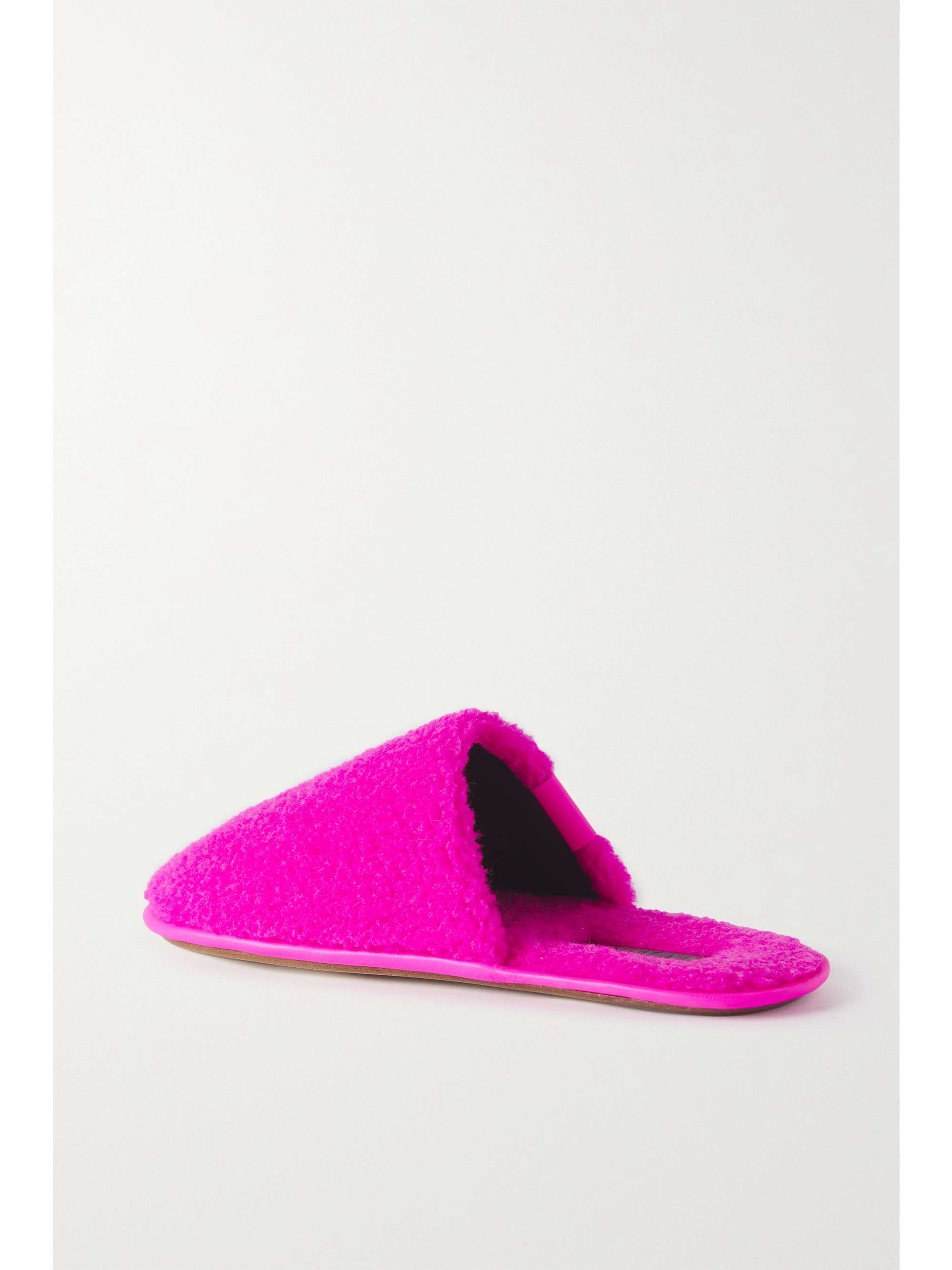 LOEWE Neon leather-trimmed fleece slippers