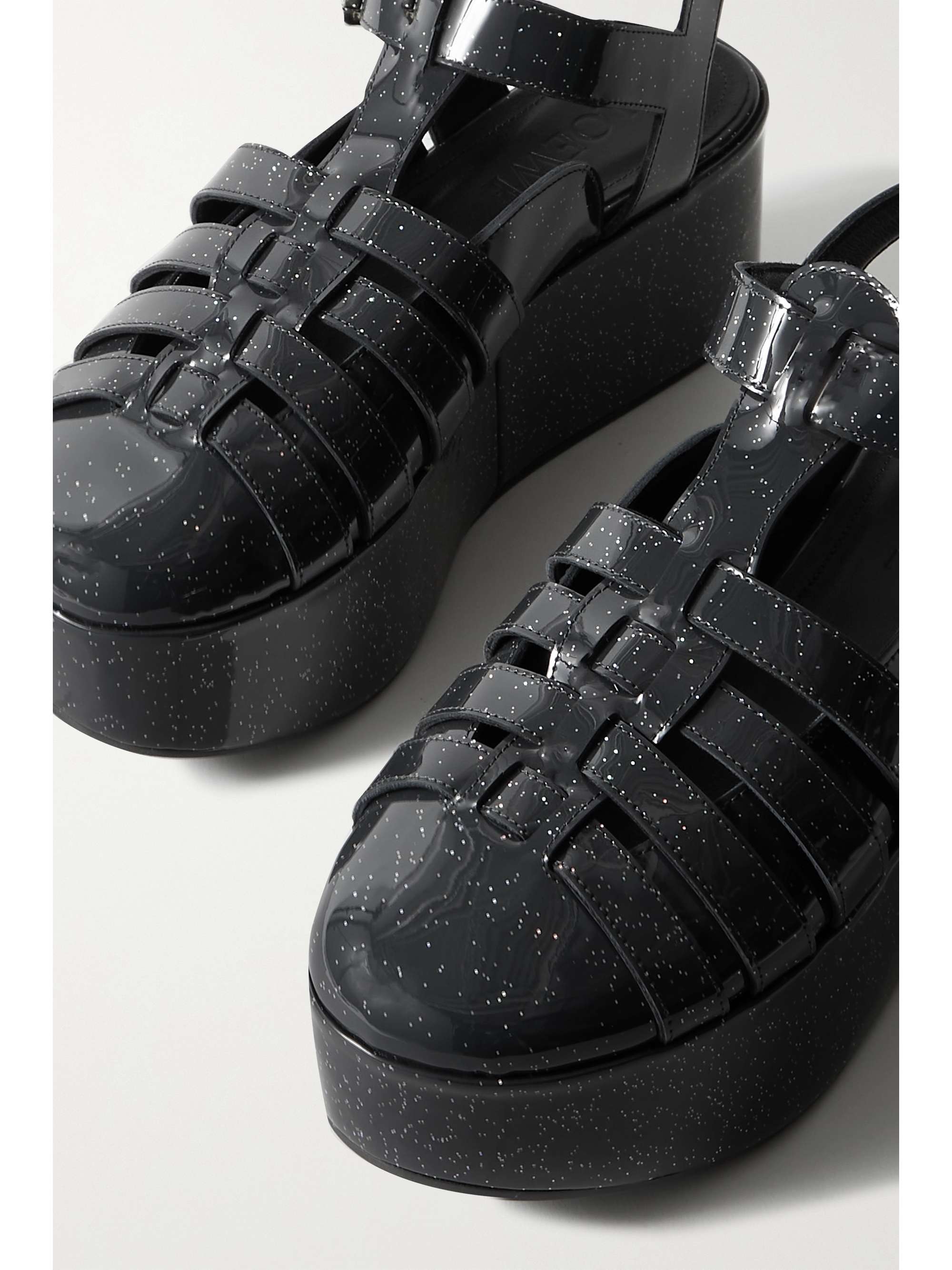 LOEWE Glittered patent-leather platform sandals