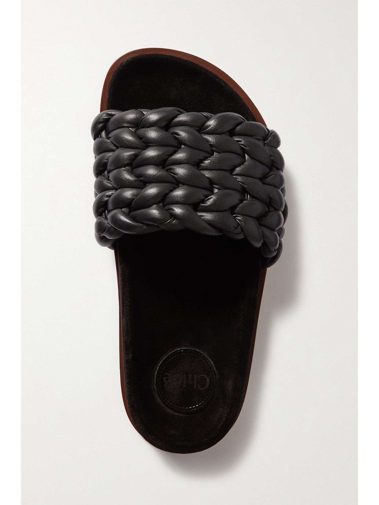 Chloé Kacey Womens Leather Braided Slide Sandals In Black