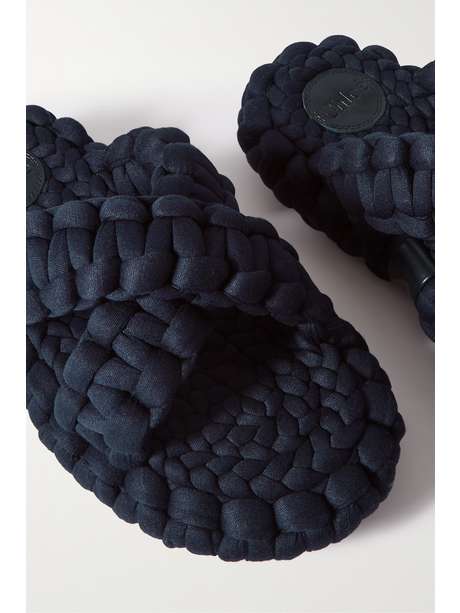 Navy Kamy woven jersey platform slides | CHLOÃ | NET-A-PORTER