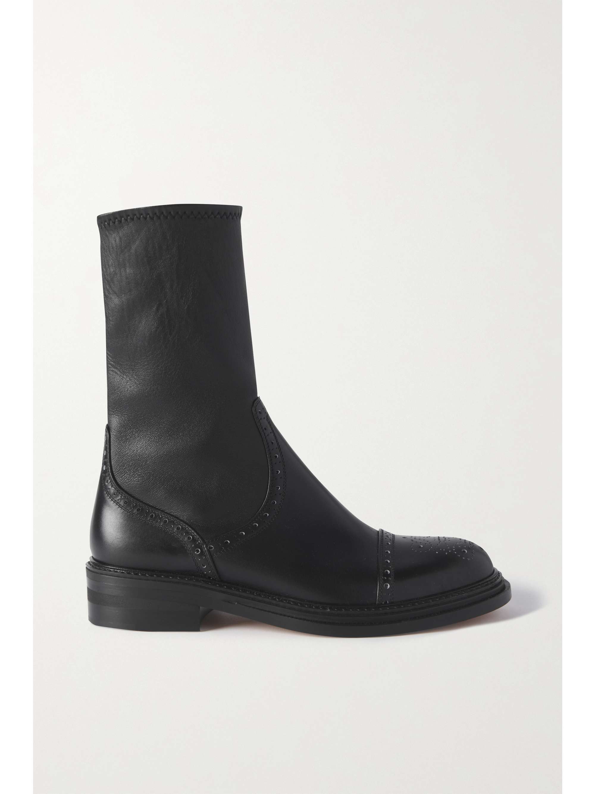 LOEWE Logo-perforated stretch-leather ankle boots | NET-A-PORTER