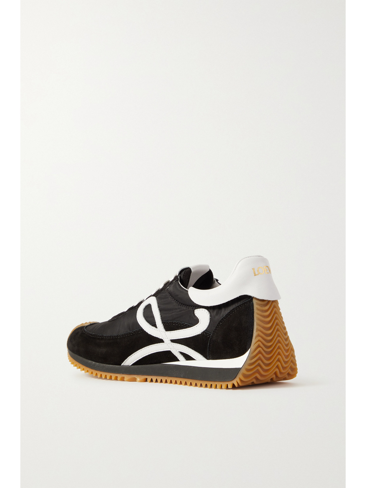 Shop Loewe Flow Logo-appliquéd Leather And Shell Sneakers In Black