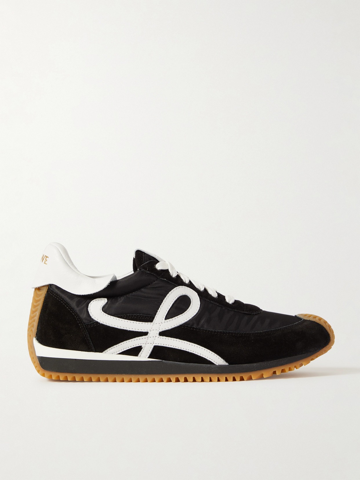 Shop Loewe Flow Logo-appliquéd Leather And Shell Sneakers In Black