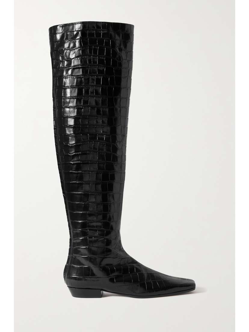 TOTEME Croc-effect Leather Over-the-knee Boots