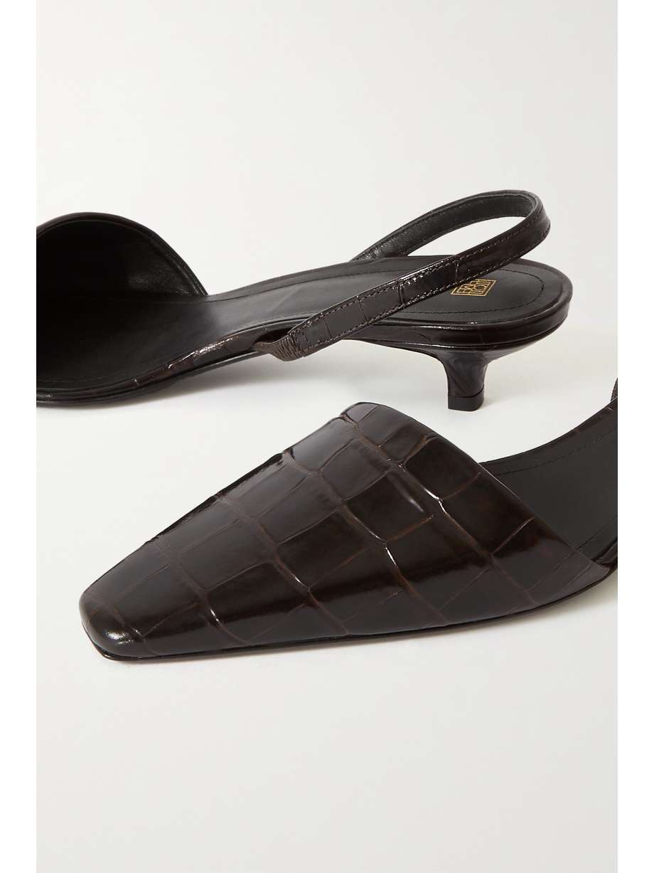 Brown The Slingback croc-effect leather pumps | TOTÃME | NET-A-PORTER