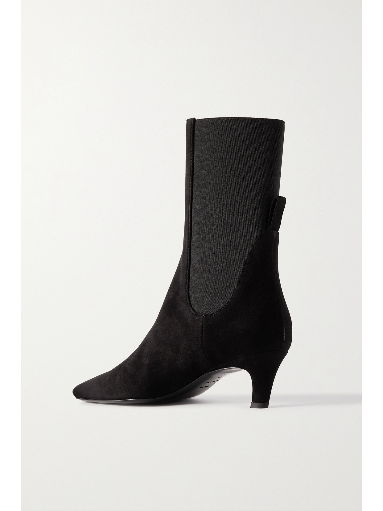 Shop Totême The Mid Heel Suede Chelsea Boots In Black