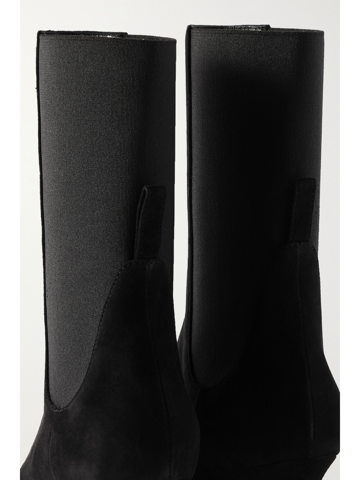 Shop Totême The Mid Heel Suede Chelsea Boots In Black