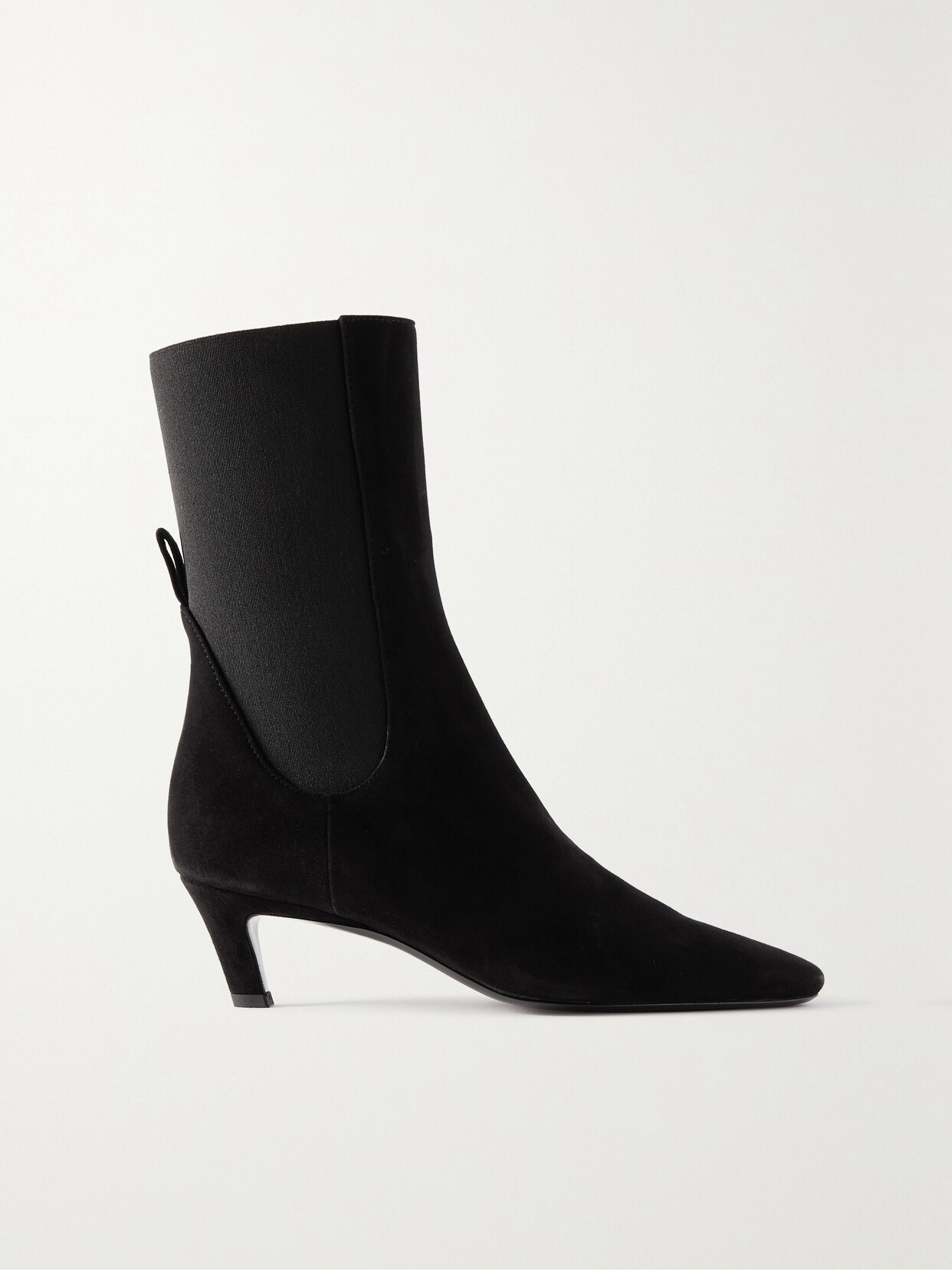 Shop Totême The Mid Heel Suede Chelsea Boots In Black