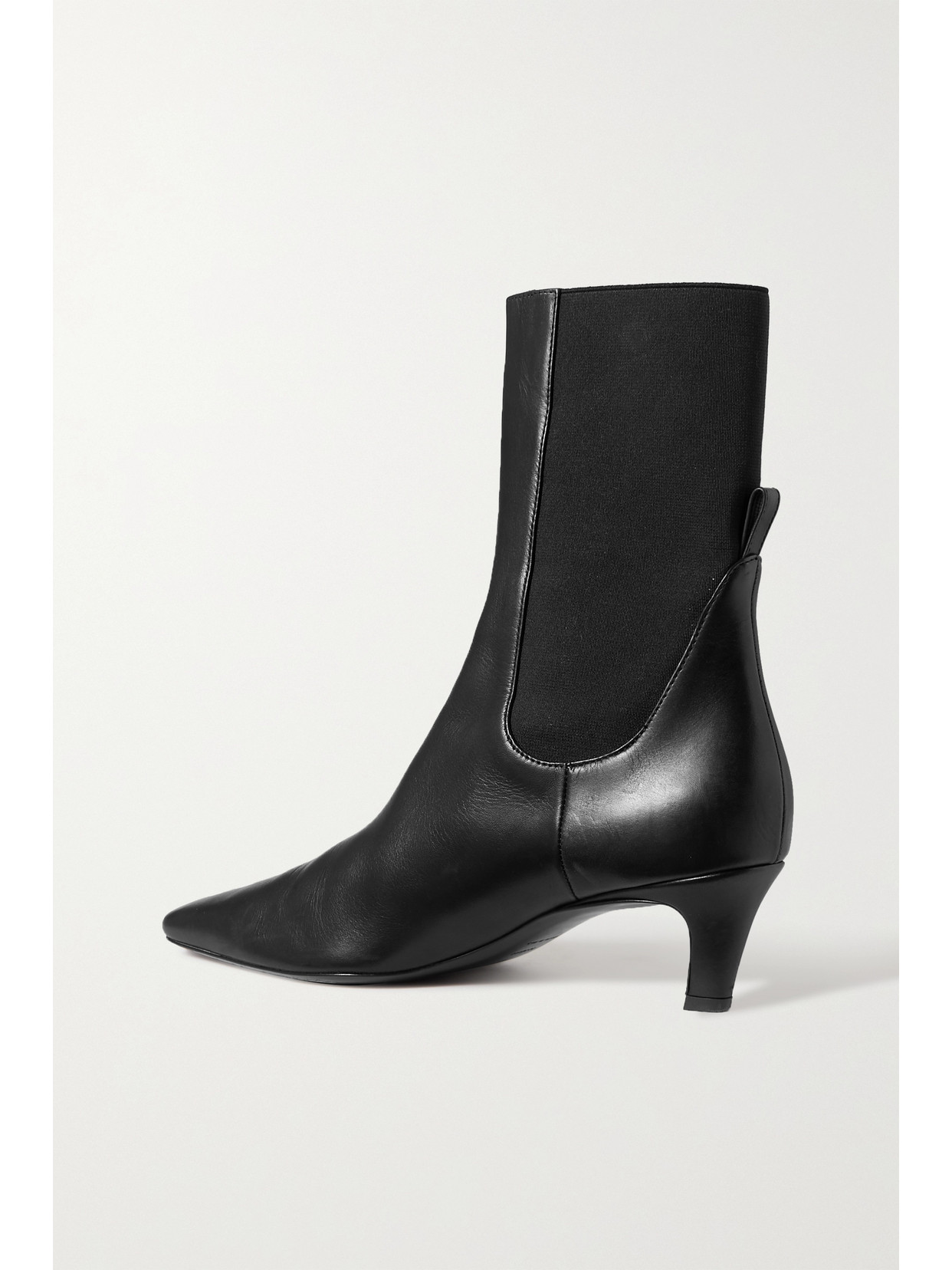 Shop Totême + Net Sustain The Mid Heel Leather Ankle Boots In Black