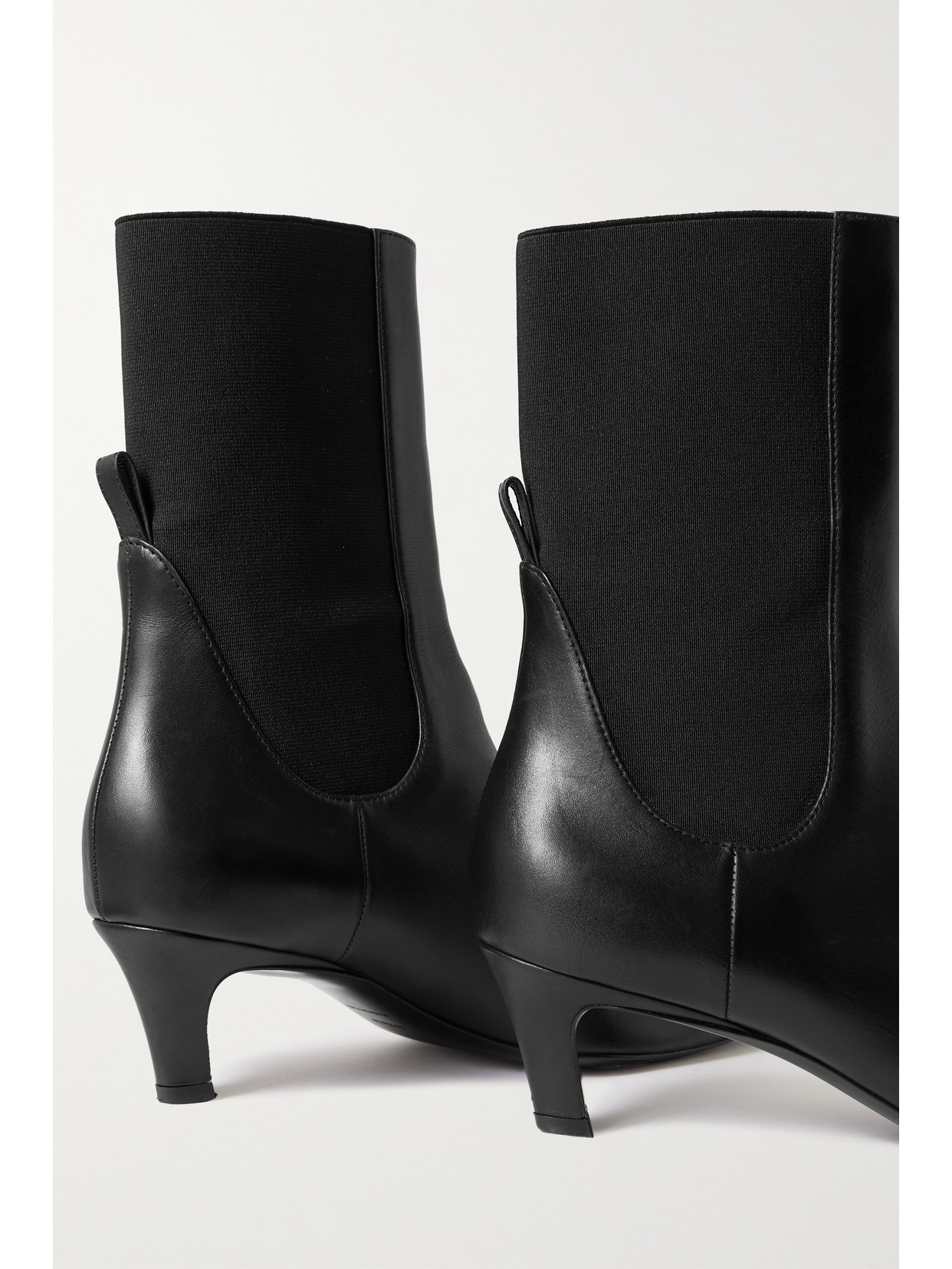 Shop Totême + Net Sustain The Mid Heel Leather Ankle Boots In Black