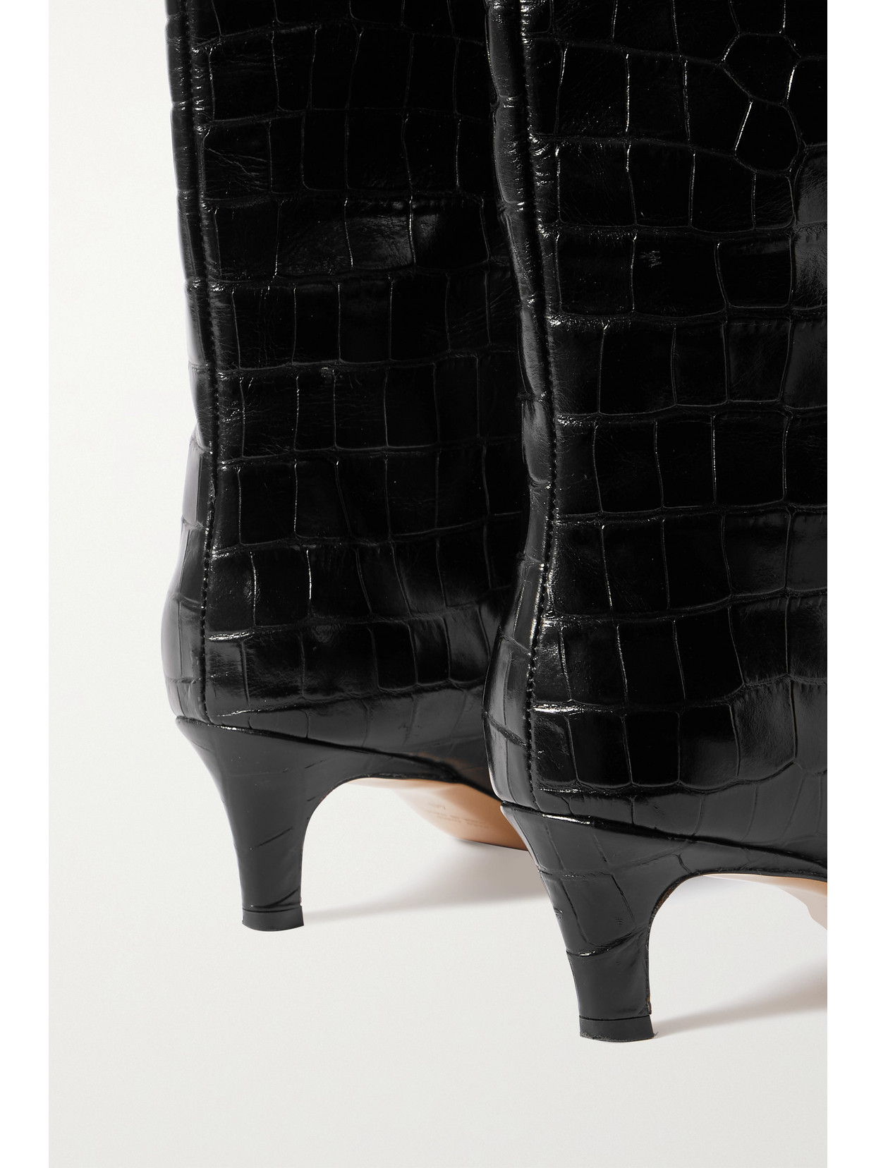 Shop Totême + Net Sustain Croc-effect Leather Knee Boots In Black