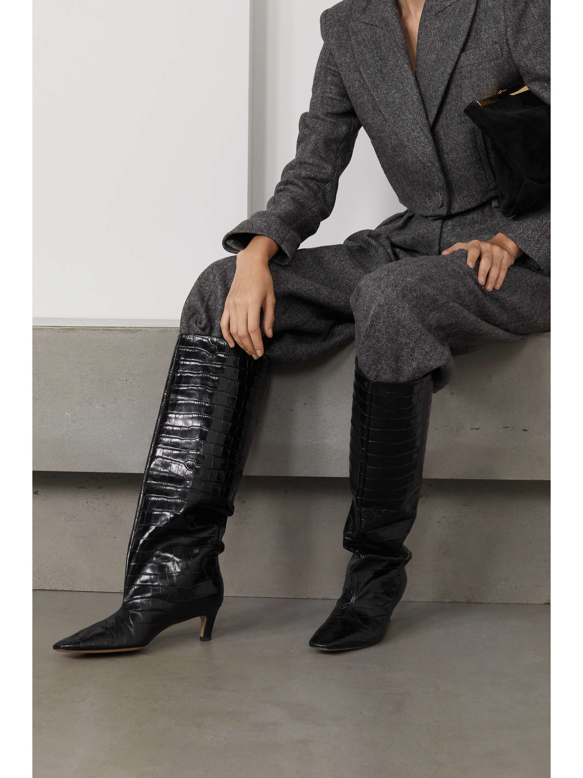 TOTEME + NET SUSTAIN croc-effect leather knee boots | NET-A-PORTER