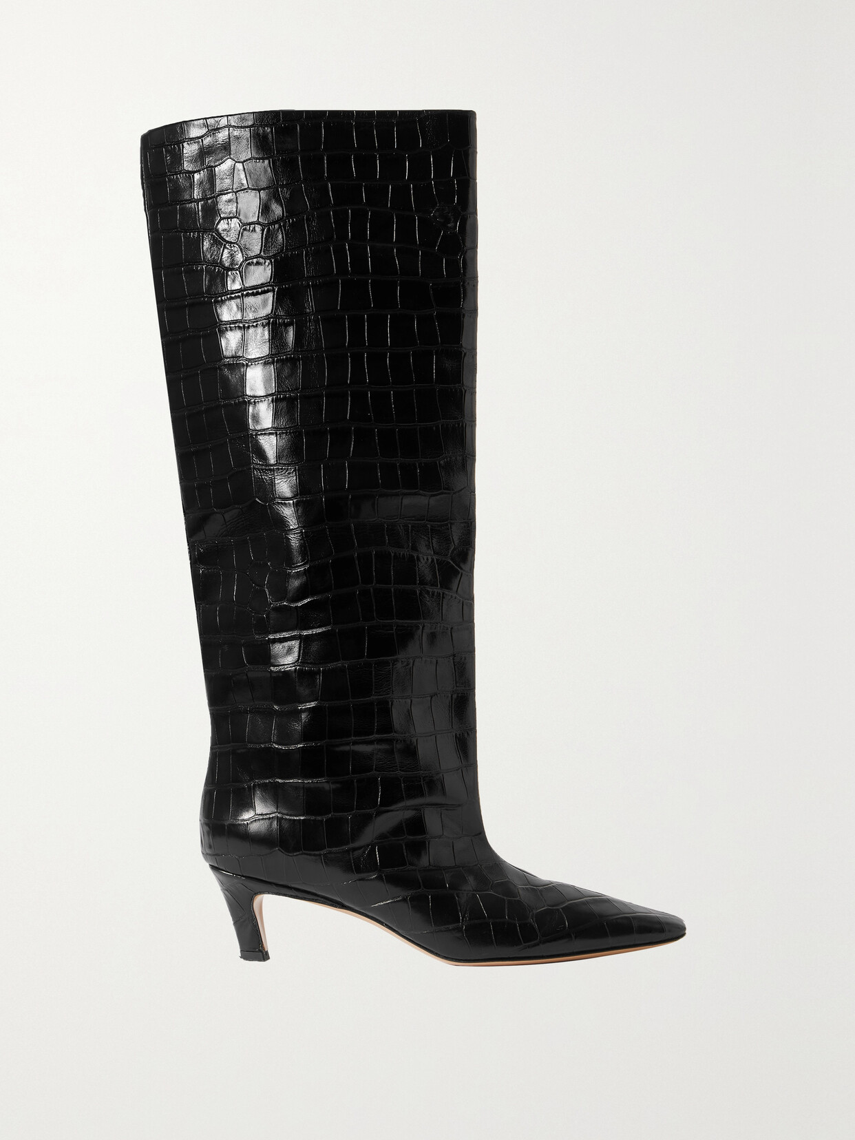 TOTEME - Croc-effect Leather Knee Boots - Black