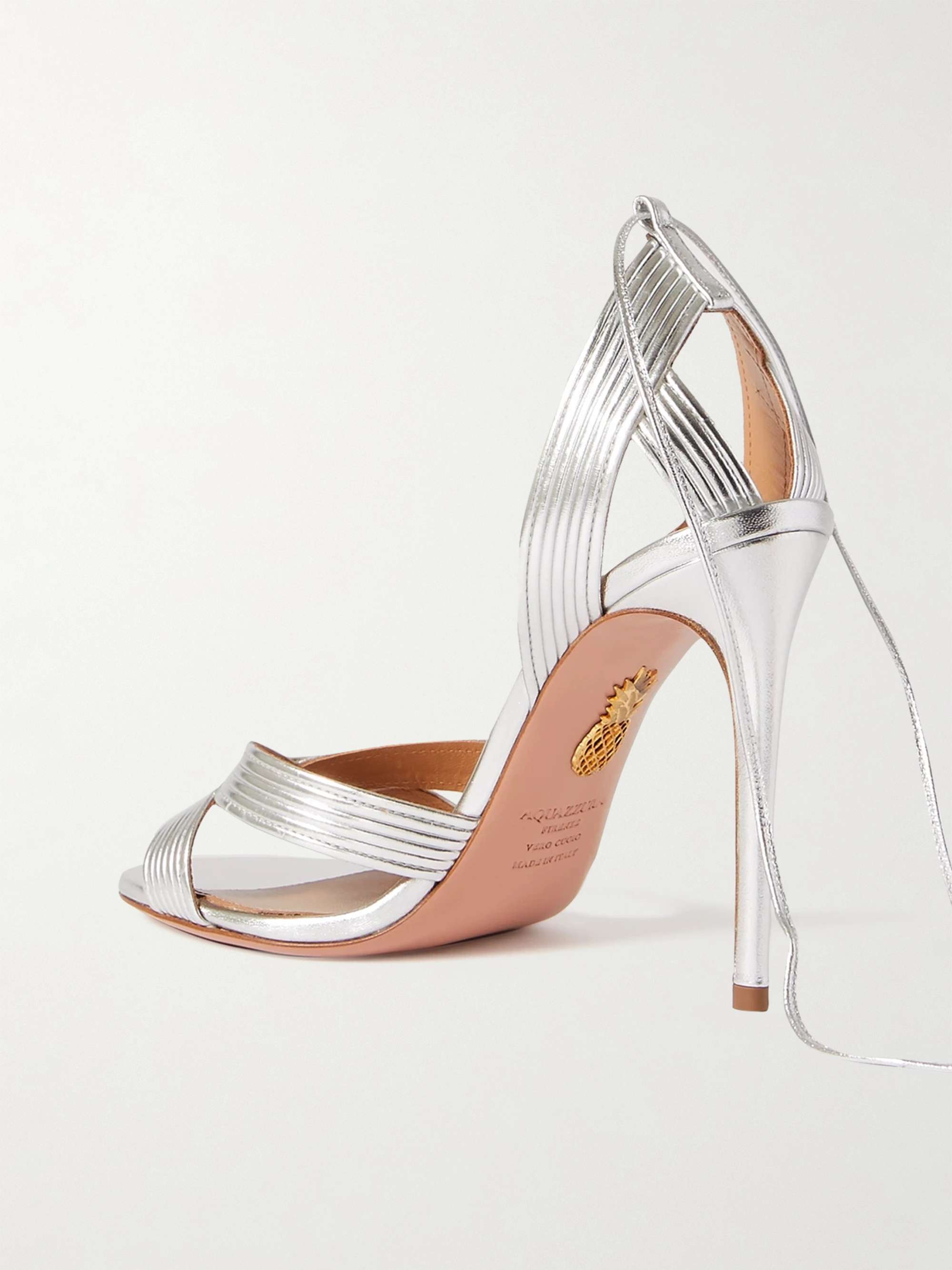 AQUAZZURA Ari 105 metallic leather sandals | NET-A-PORTER