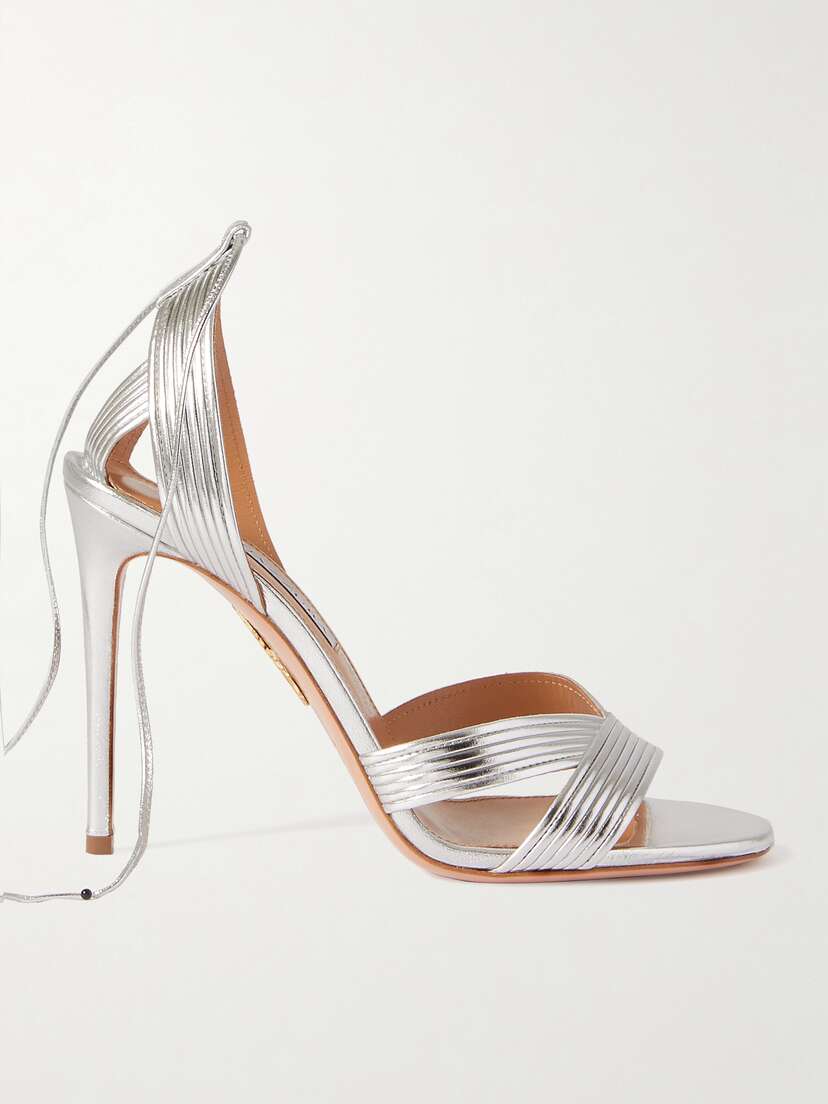 Aquazzura Ari 105 Metallic Leather Sandals