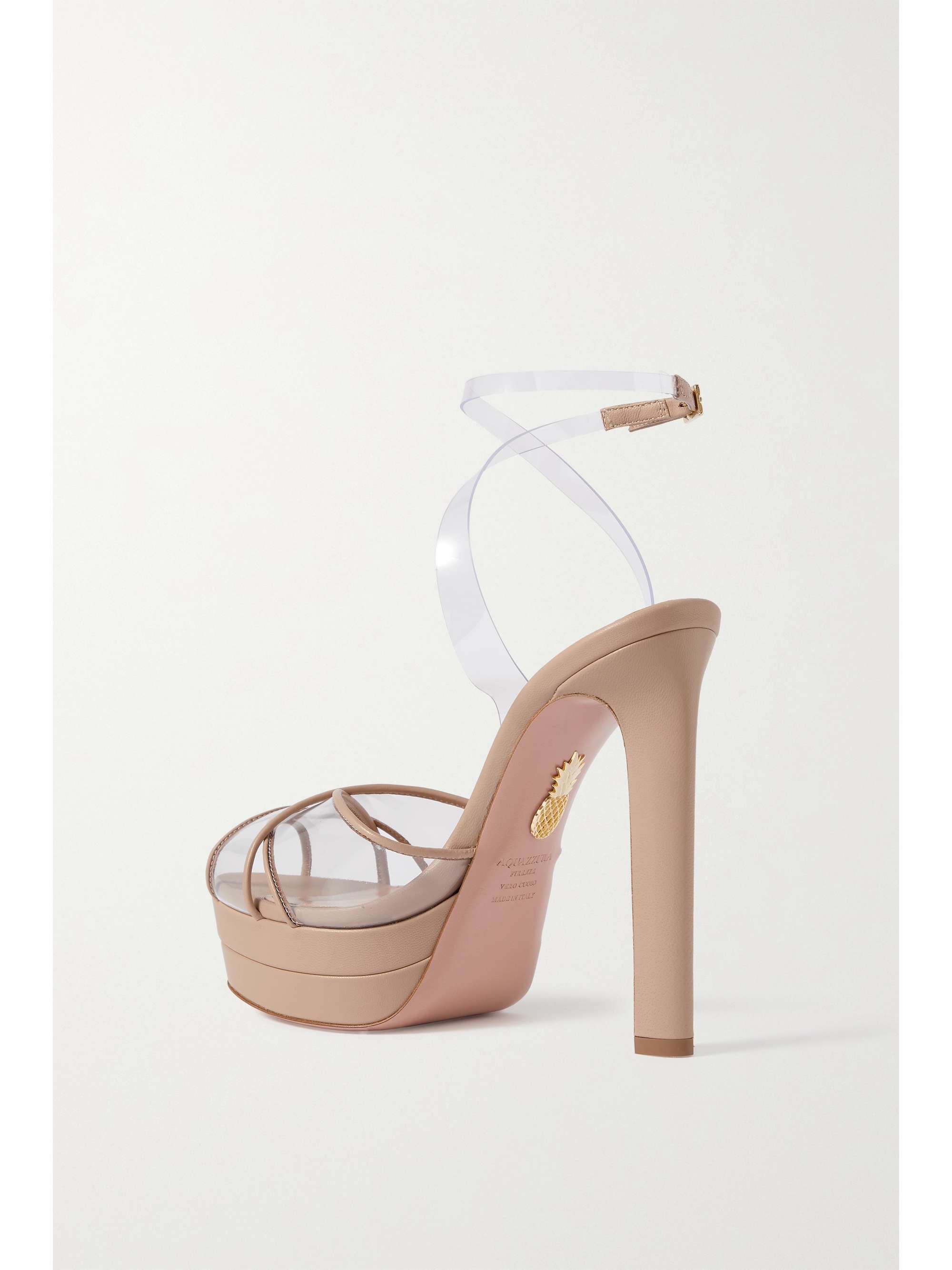 AQUAZZURA Lido Plateau 140 leather and PVC platforms sandals