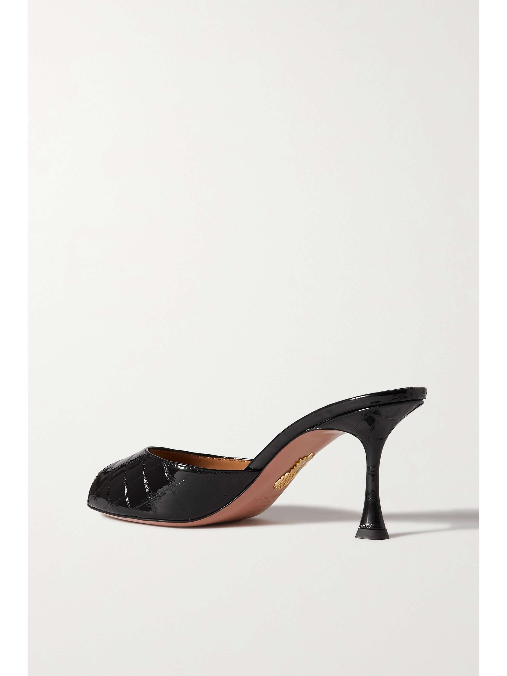 AQUAZZURA Carrie 75 亮泽仿鳄鱼纹皮革穆勒鞋