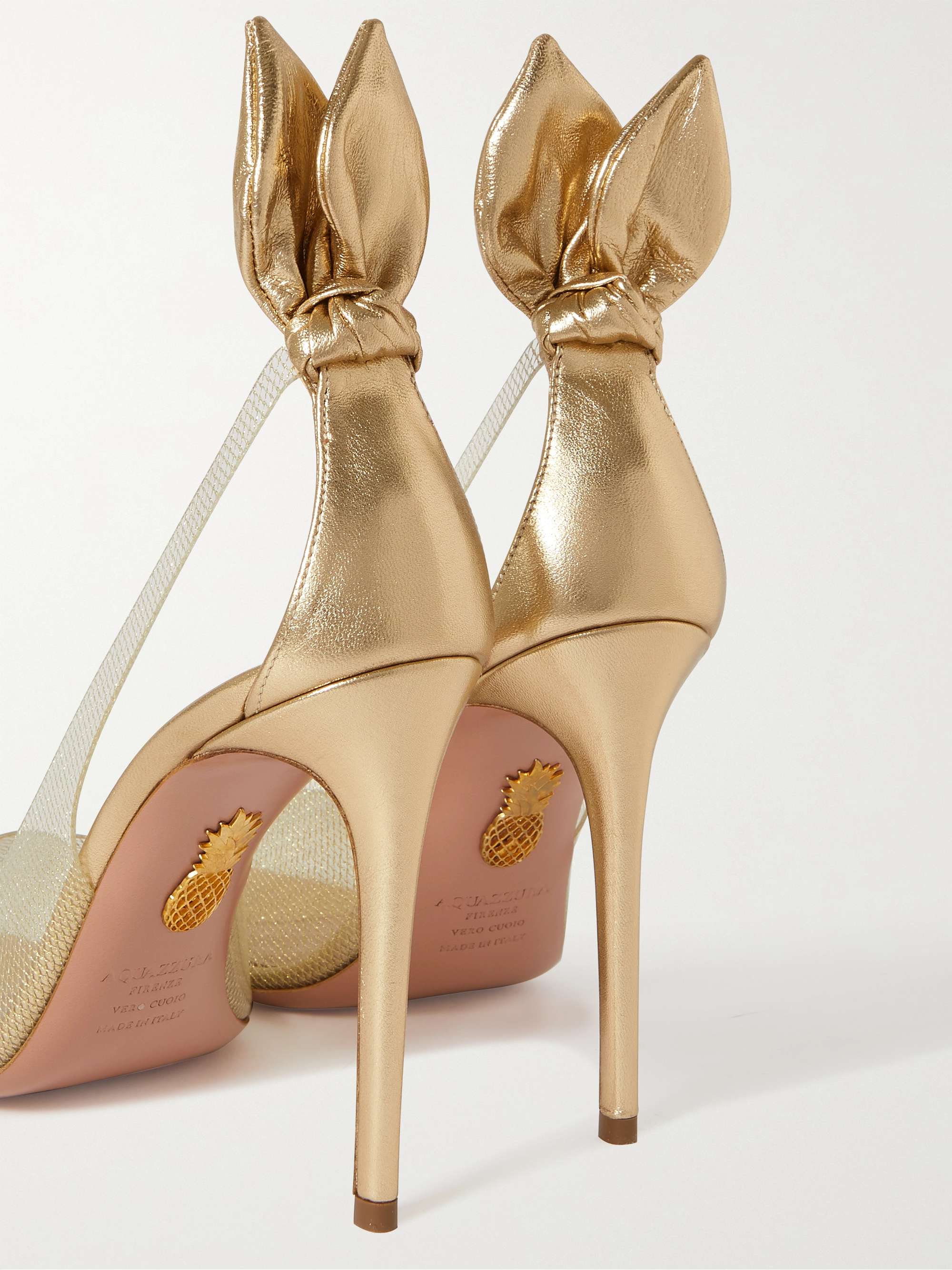 AQUAZZURA Bow Tie 105 suede pumps