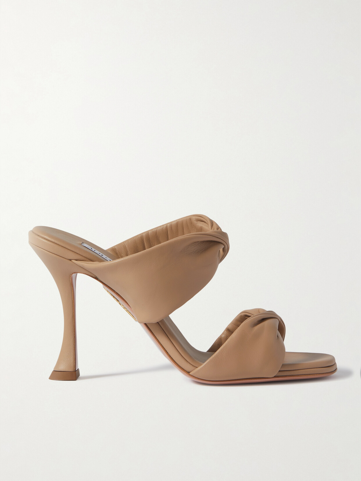 Aquazzura Twist 95 Leather Mules - Neutrals