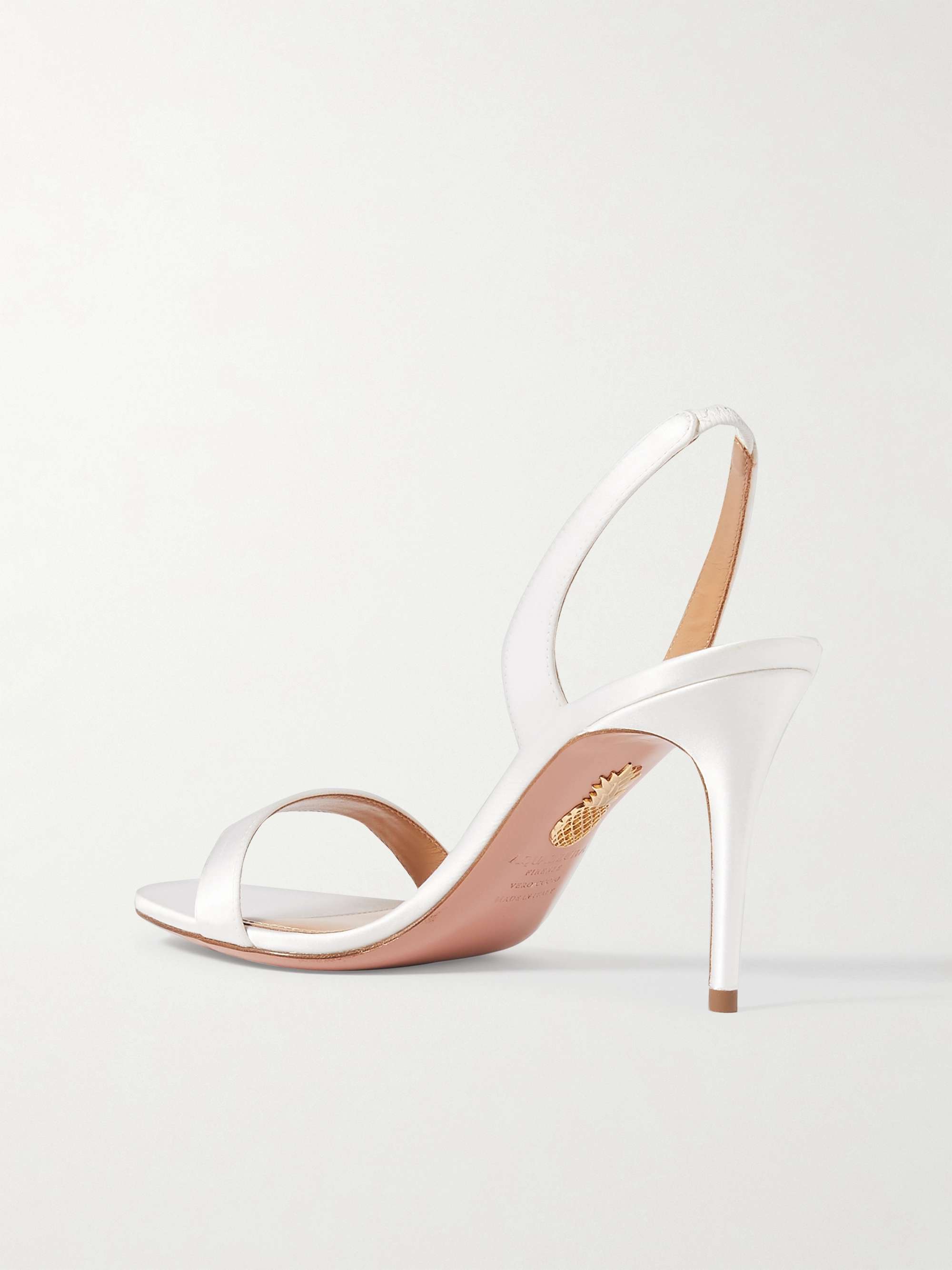 White So Nude 85 satin slingback sandals | AQUAZZURA | NET-A-PORTER