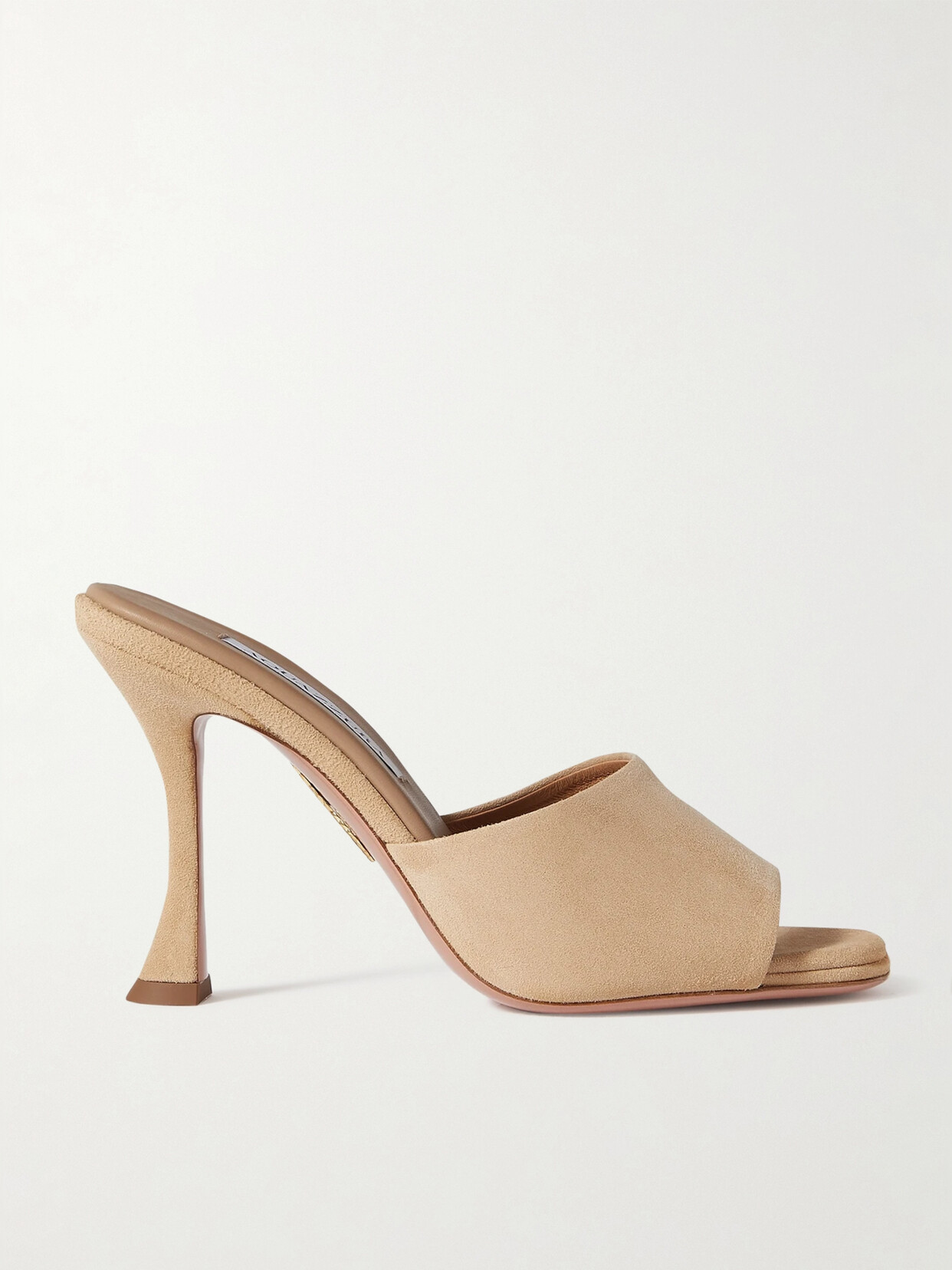 Aquazzura Violette 95 Suede Mules - Neutrals