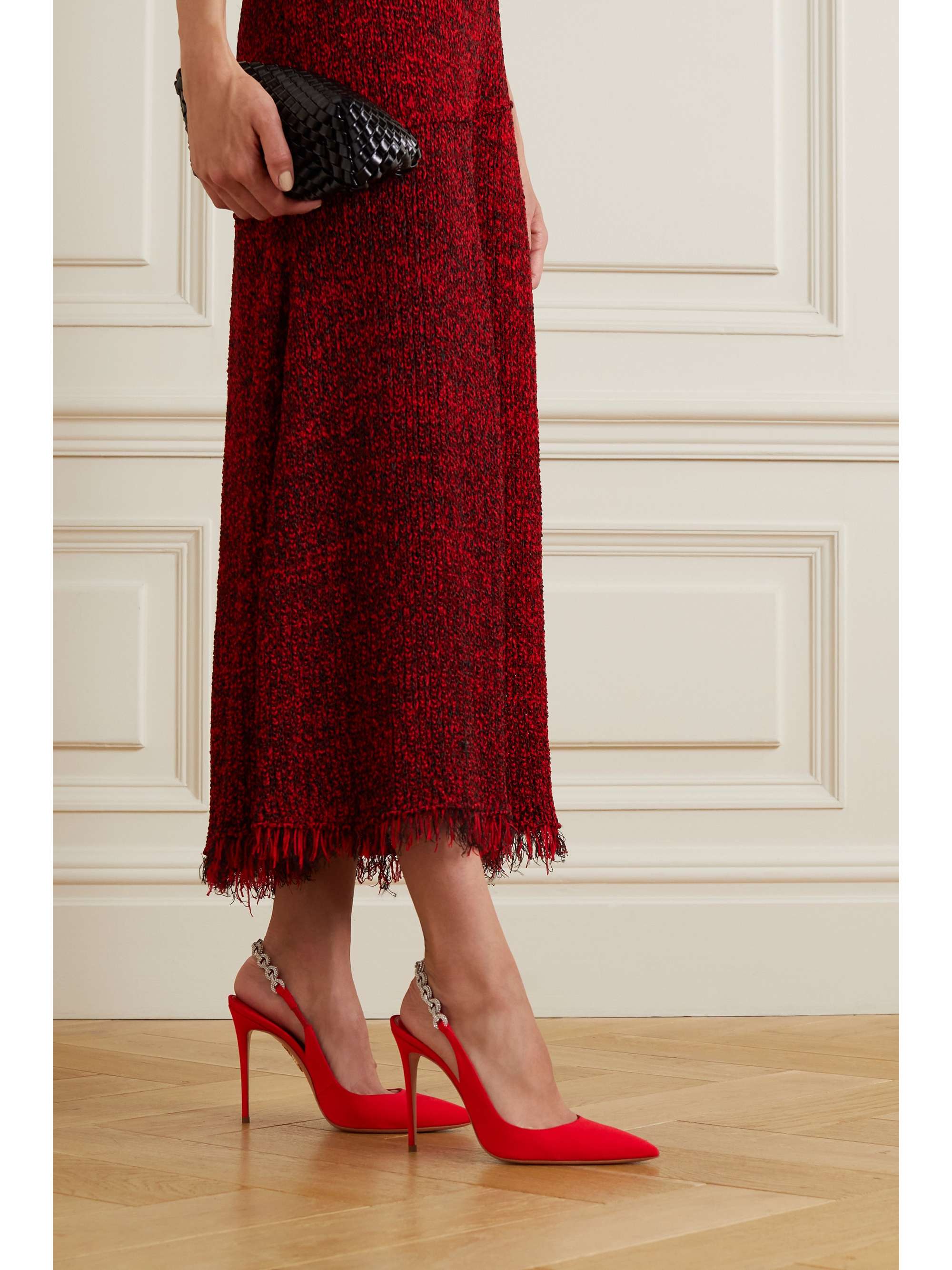 AQUAZZURA Love Link Sling 105 crystal-embellished grosgrain slingback pumps