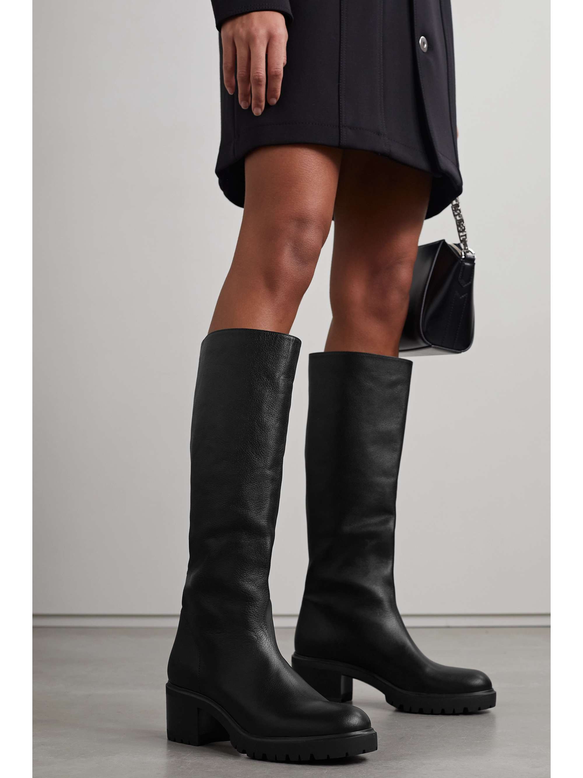 AQUAZZURA August 40 textured-leather knee boots | NET-A-PORTER