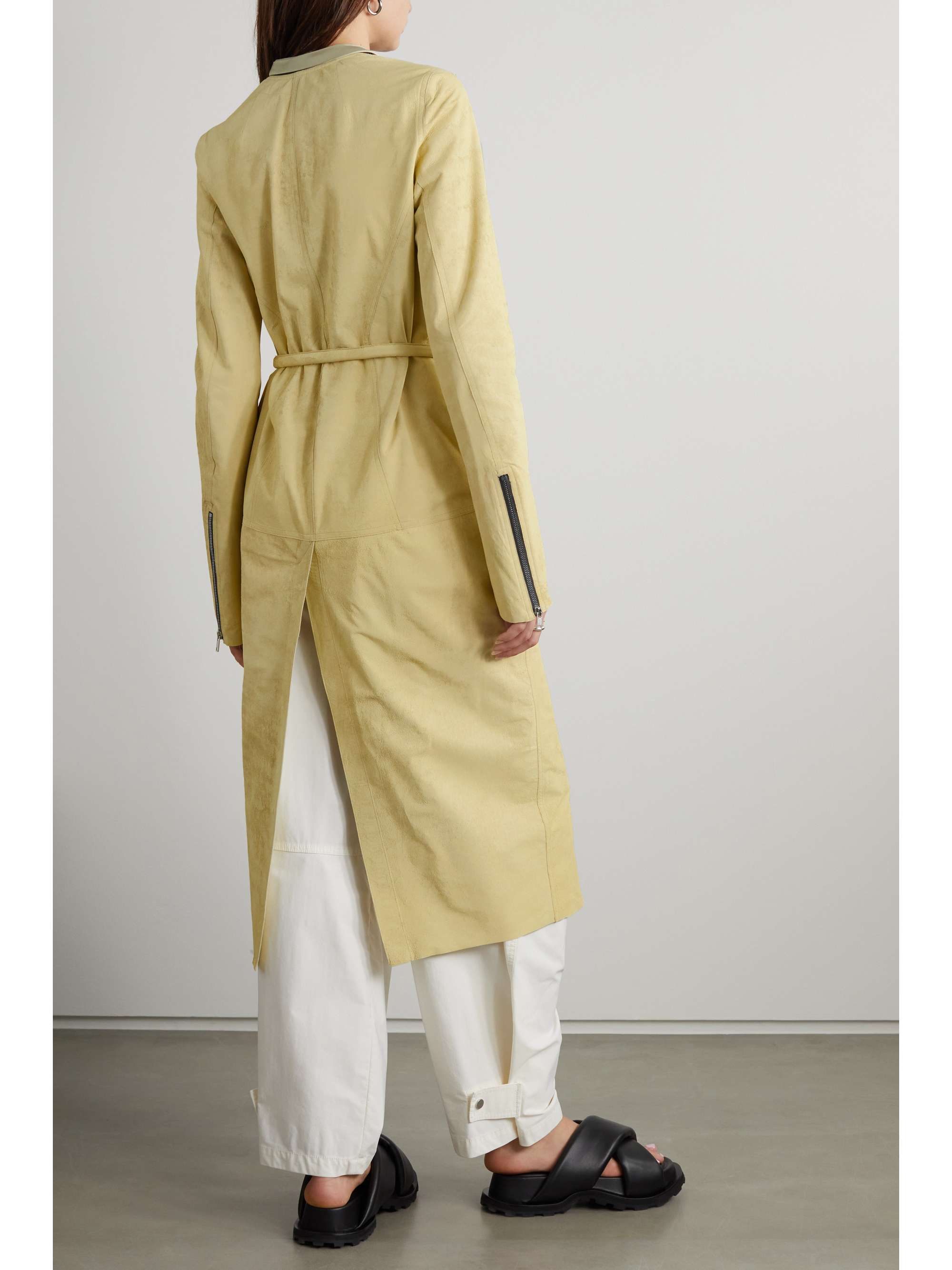 RICK OWENS Klaus belted distressed leather coat