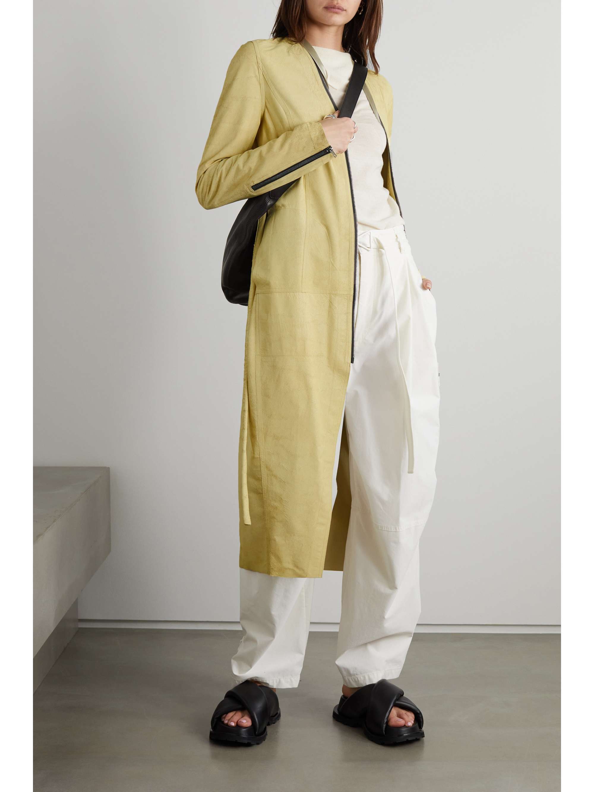 RICK OWENS Klaus belted distressed leather coat