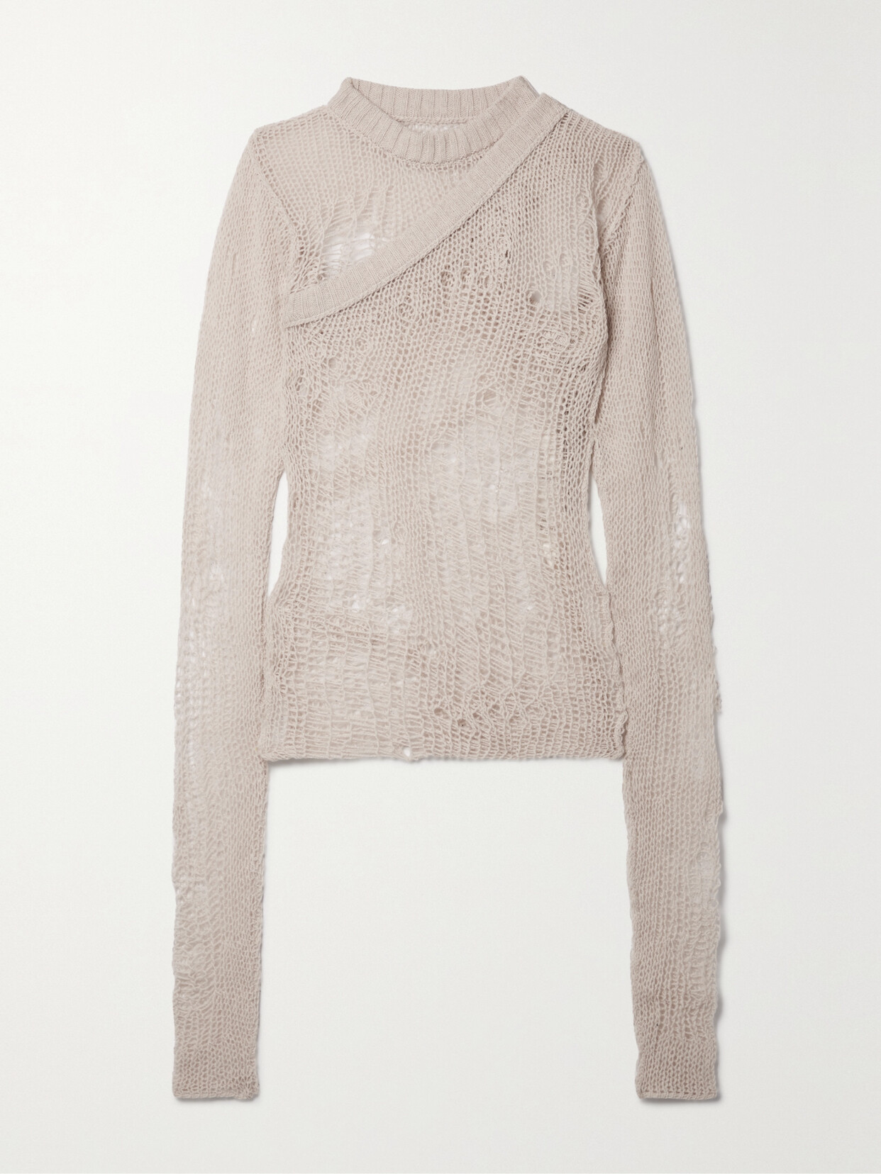 Rick Owens Distressed Open-knit Cashmere And Wool-blend Sweater