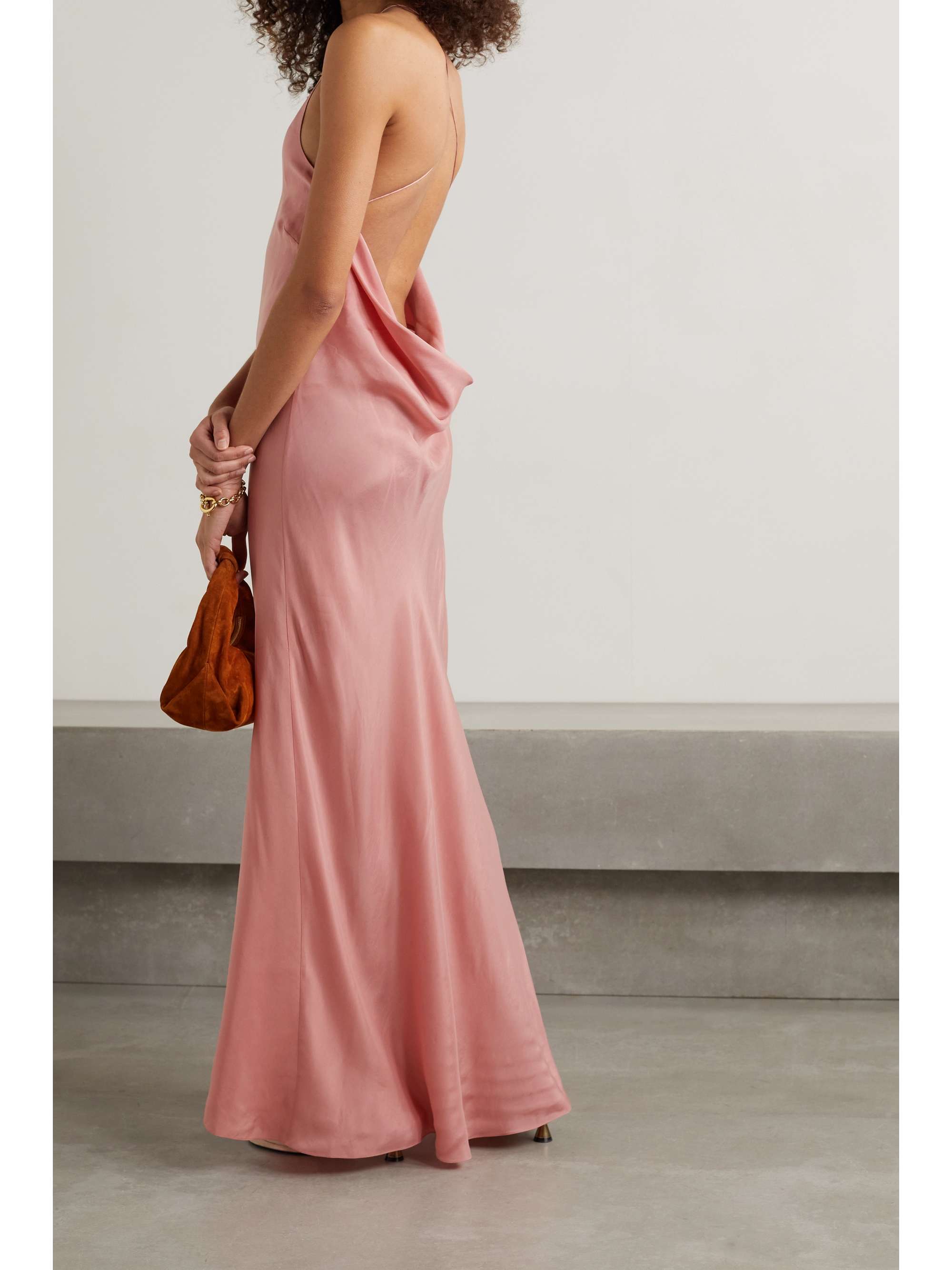 Baby pink Vinco open-back cupro-satin 