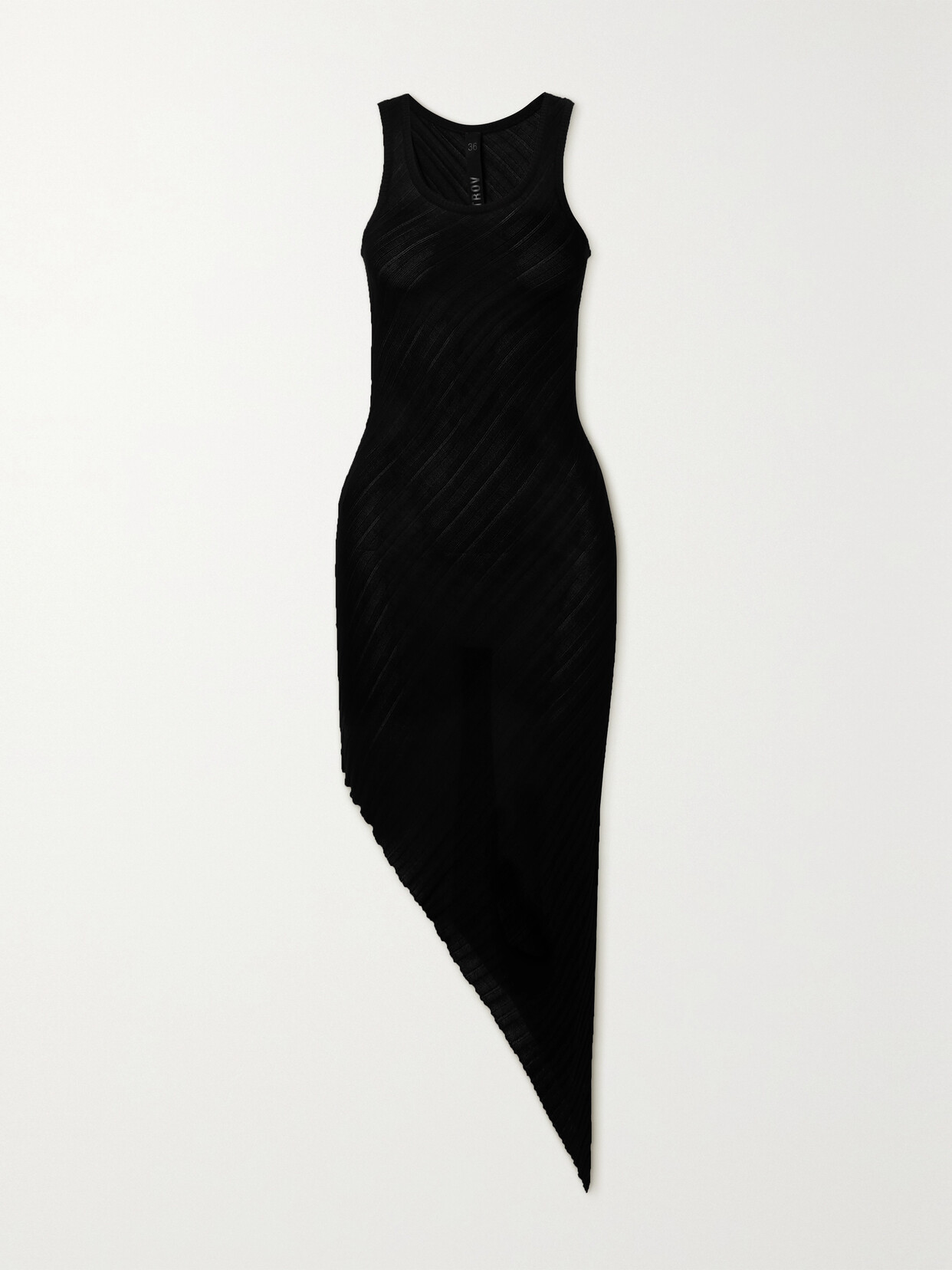 Petar Petrov Alic Asymmetric Ribbed Silk Dress - Black