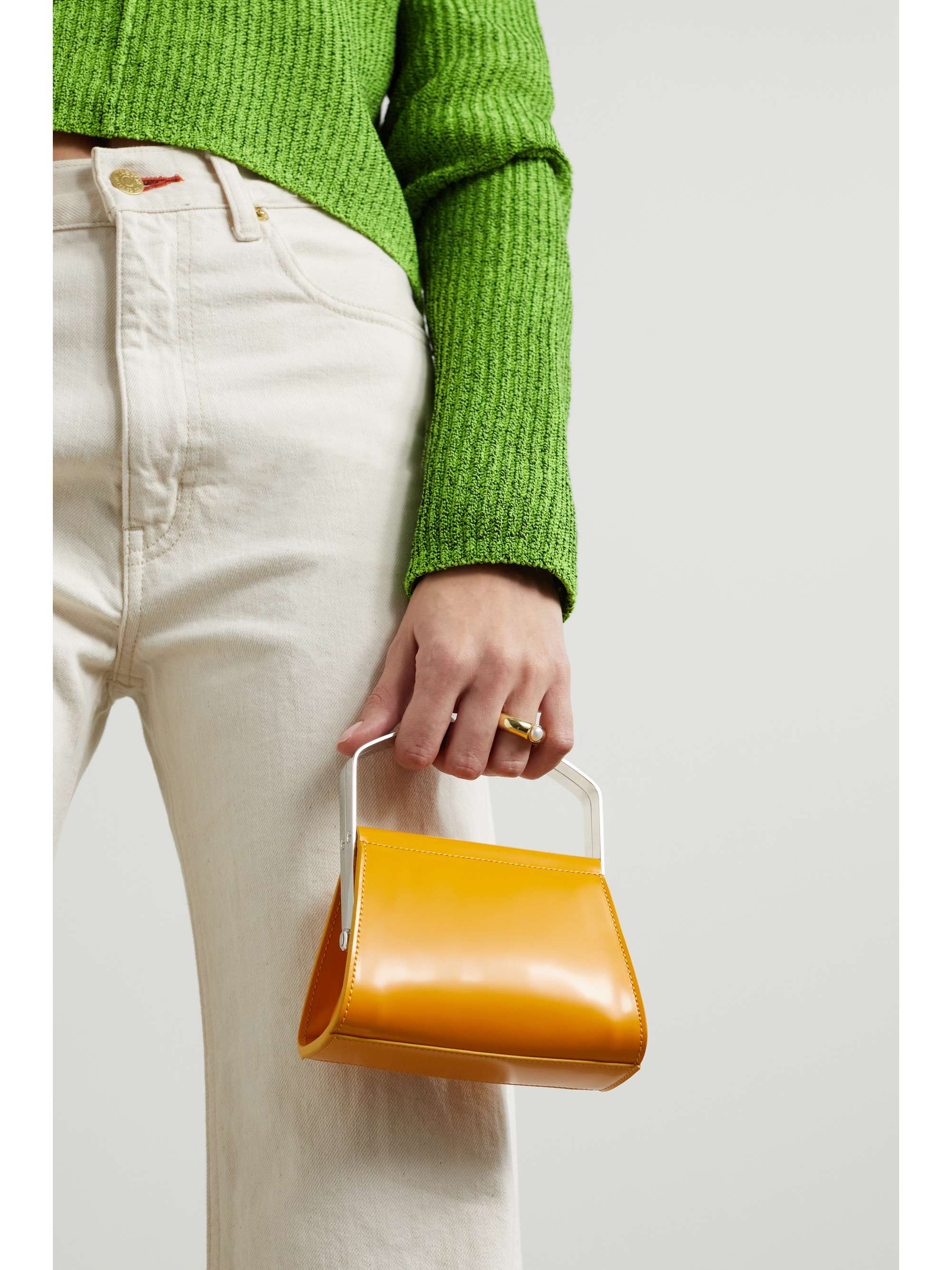 BY FAR + Mimi Cuttrell Frame glossed-leather tote