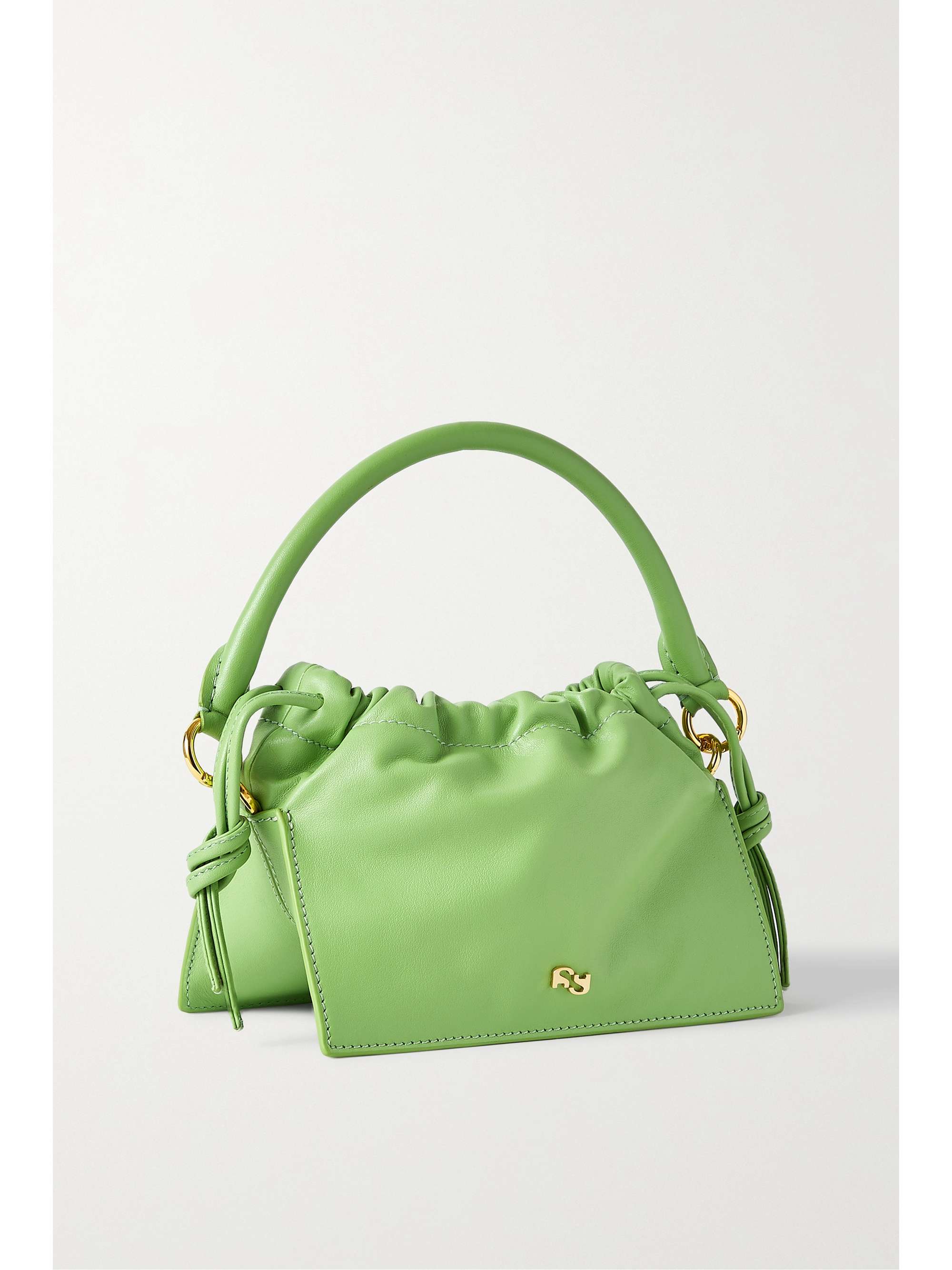 green leather tote