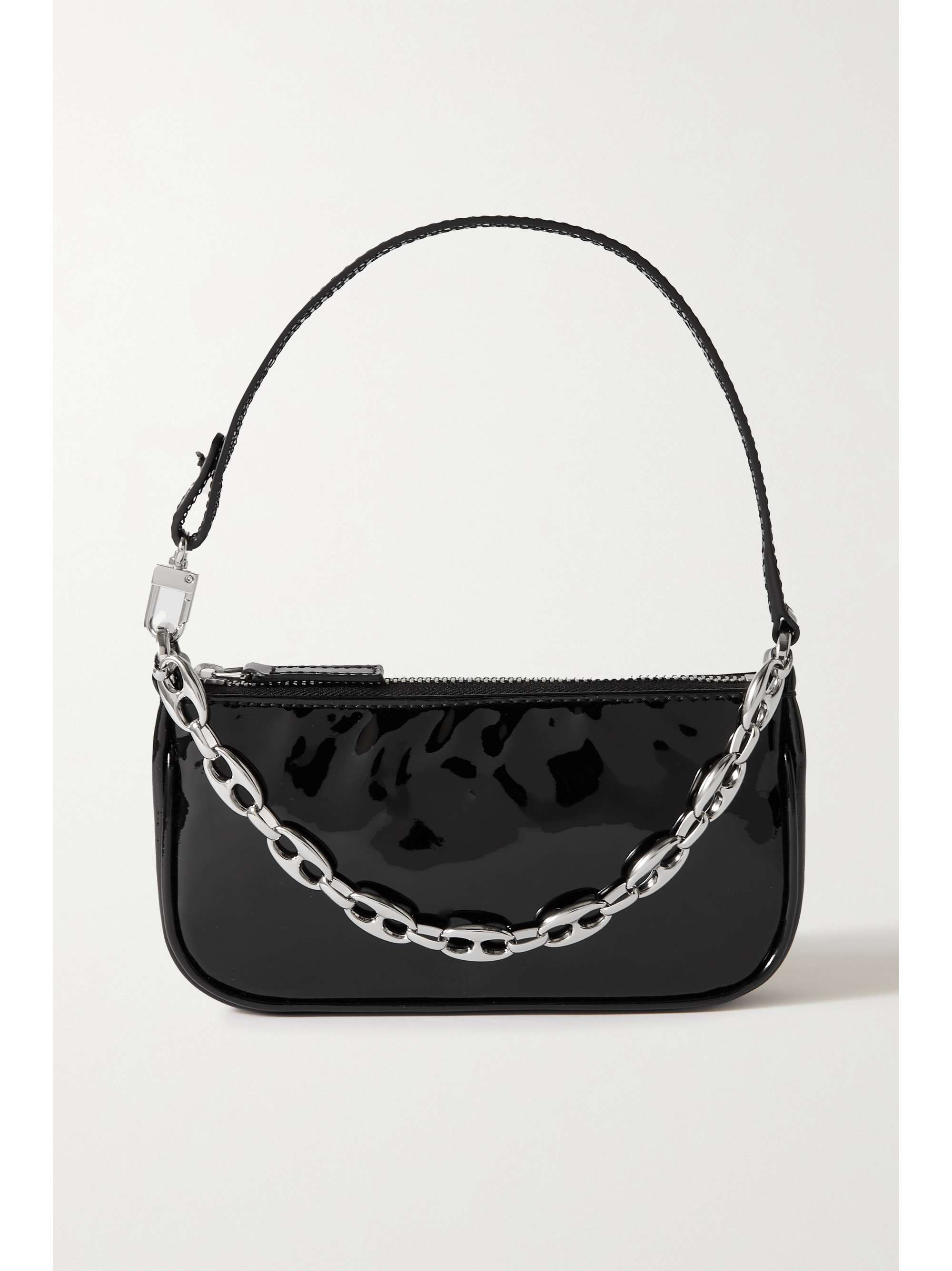 Rachel mini chain-embellished patent-leather shoulder bag